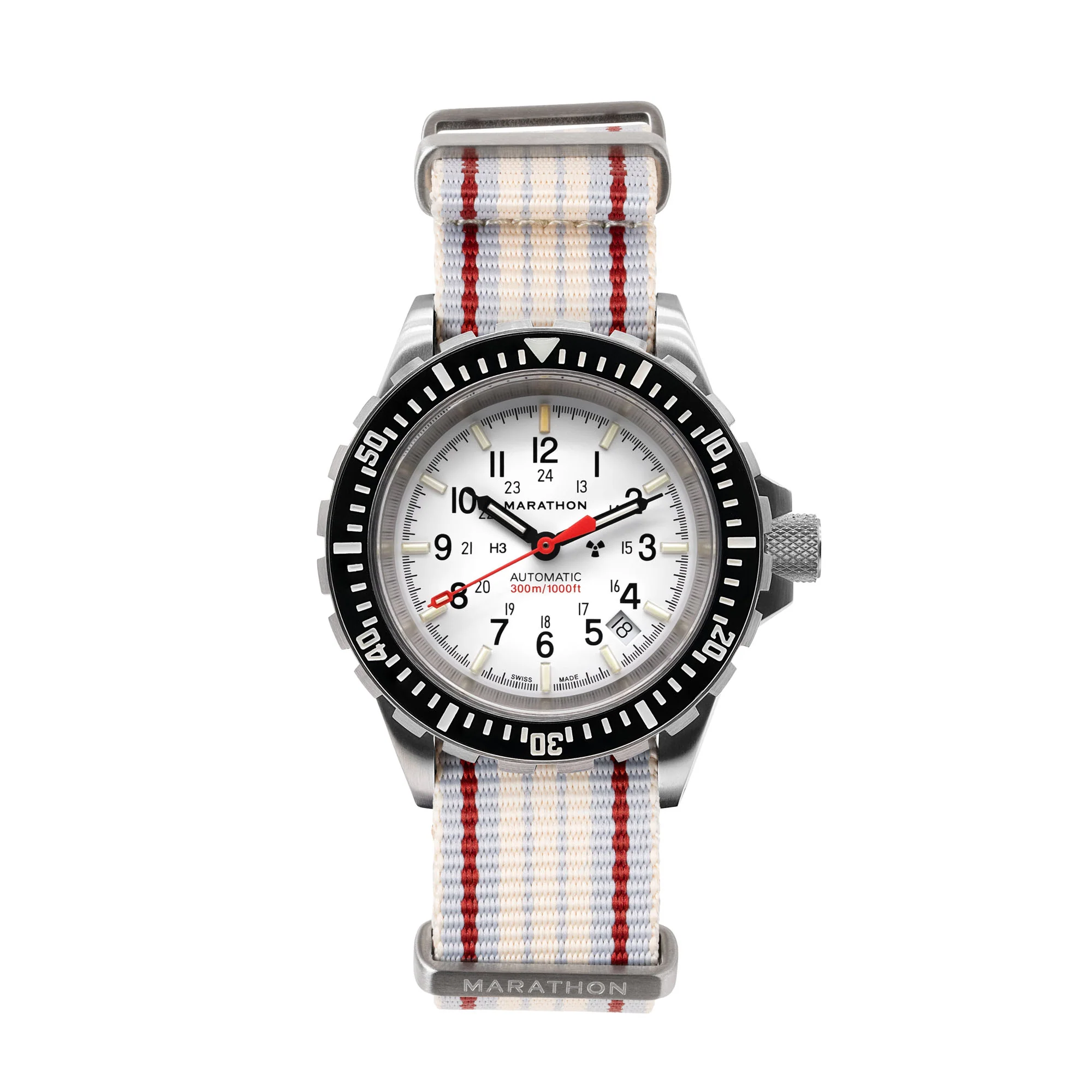 Nylon DEFSTAN Strap Brushed Steel Hardware, ADANAC Stripe, 18MM - Image 2