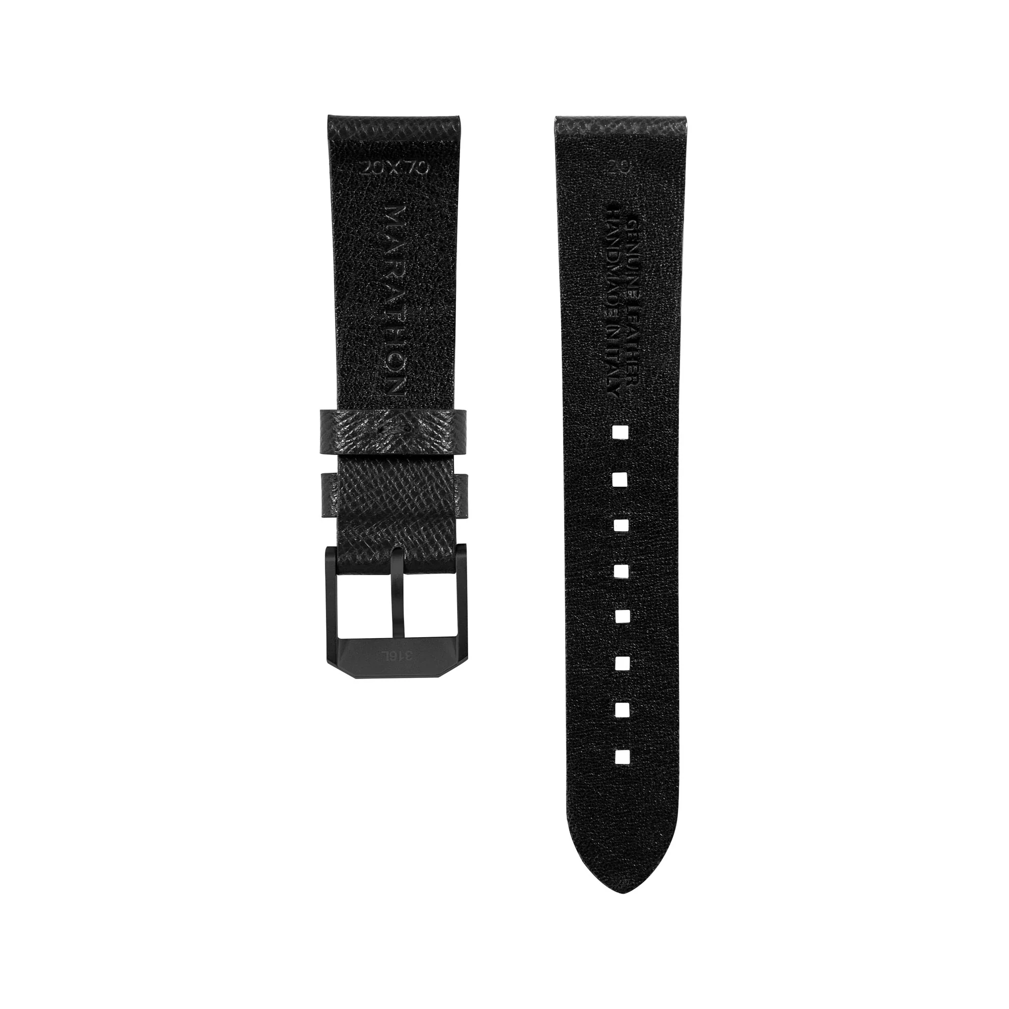 20mm 2-Piece Leather Strap, Black with Anthracite Hardware - Image 3