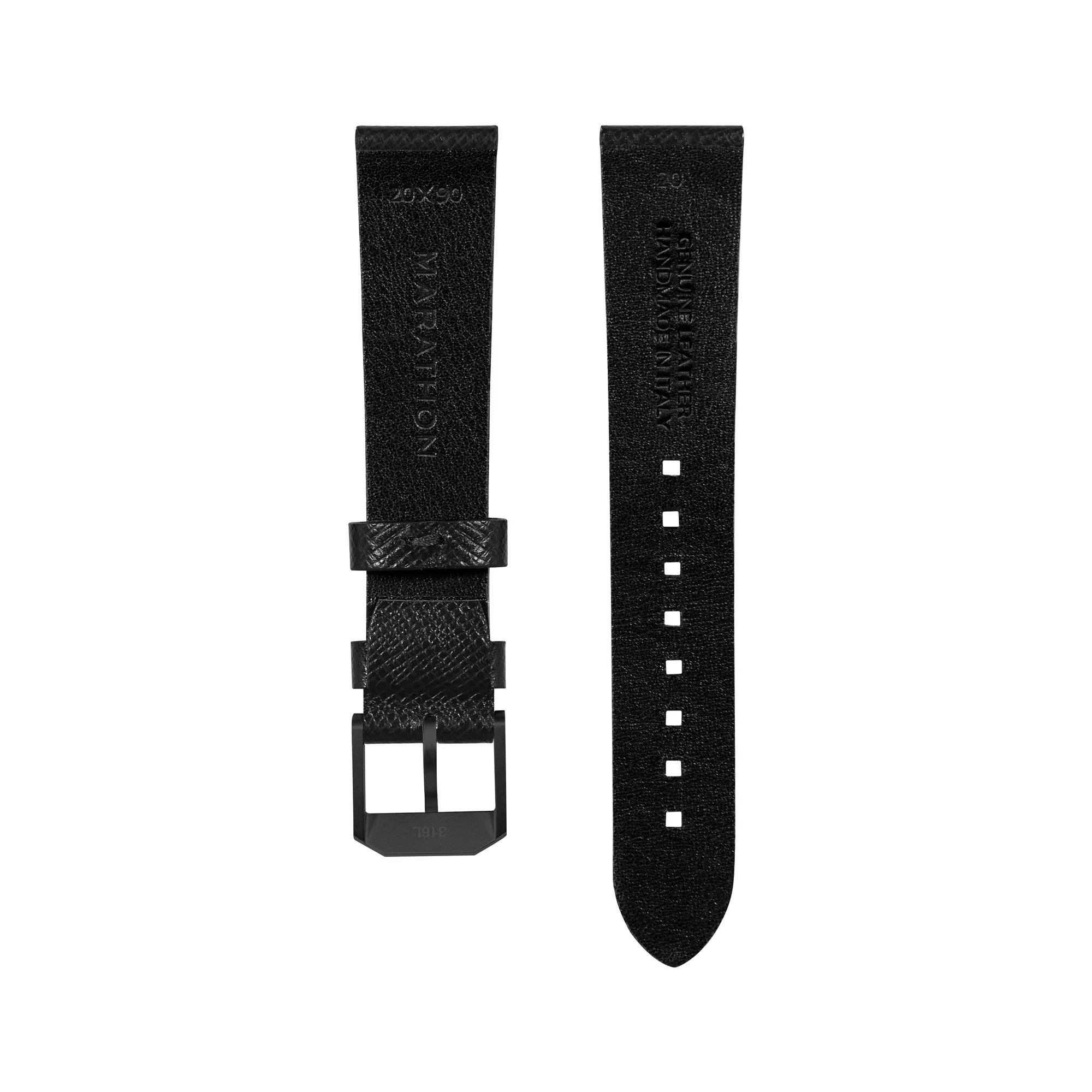 20mm 2-Piece Leather Strap, Black with Anthracite Hardware - Image 9