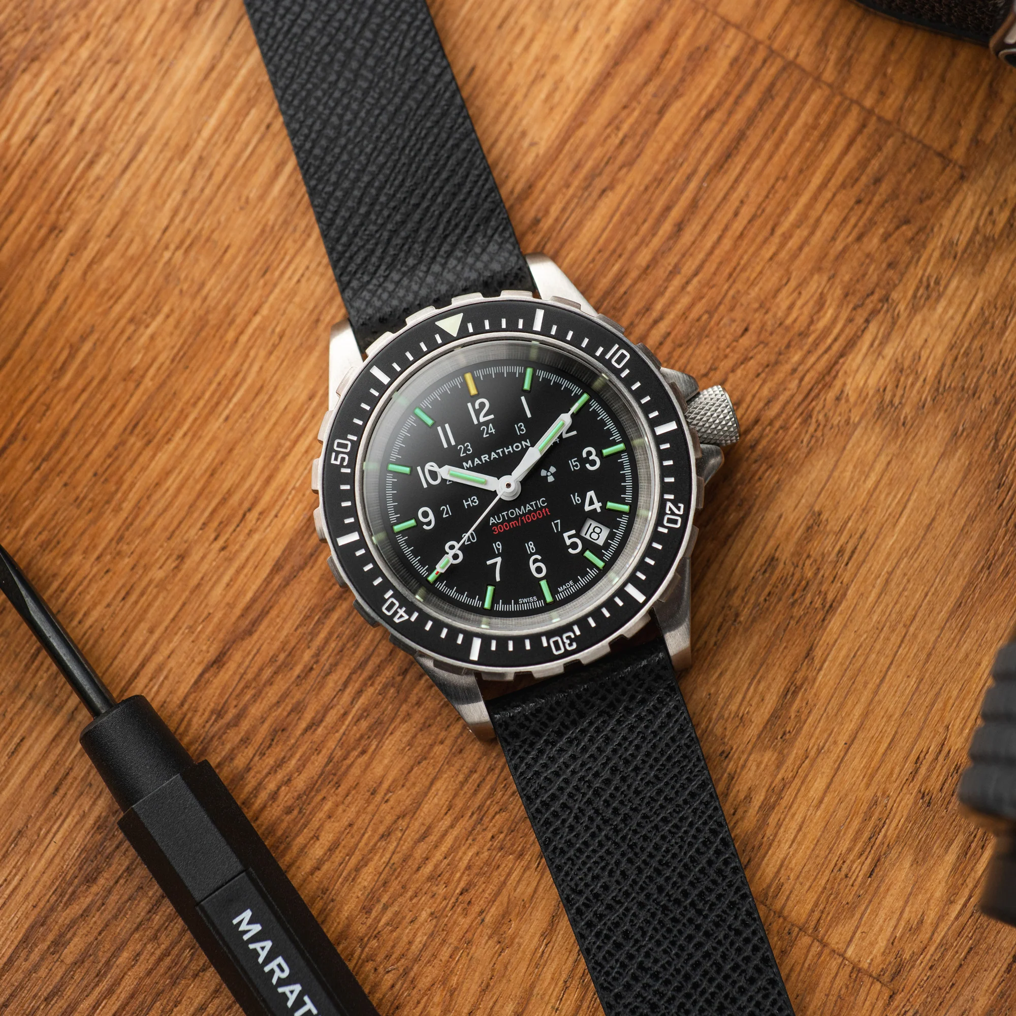 20mm 2-Piece Leather Strap, Black with Brushed Steel Hardware - Image 11