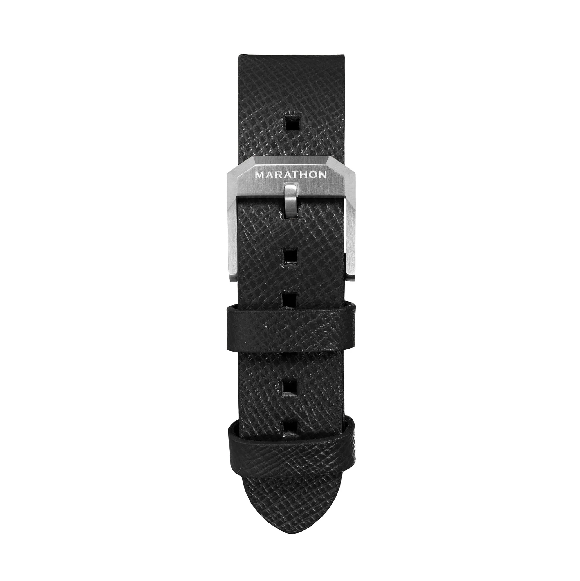 20mm 2-Piece Leather Strap, Black with Brushed Steel Hardware - Image 3