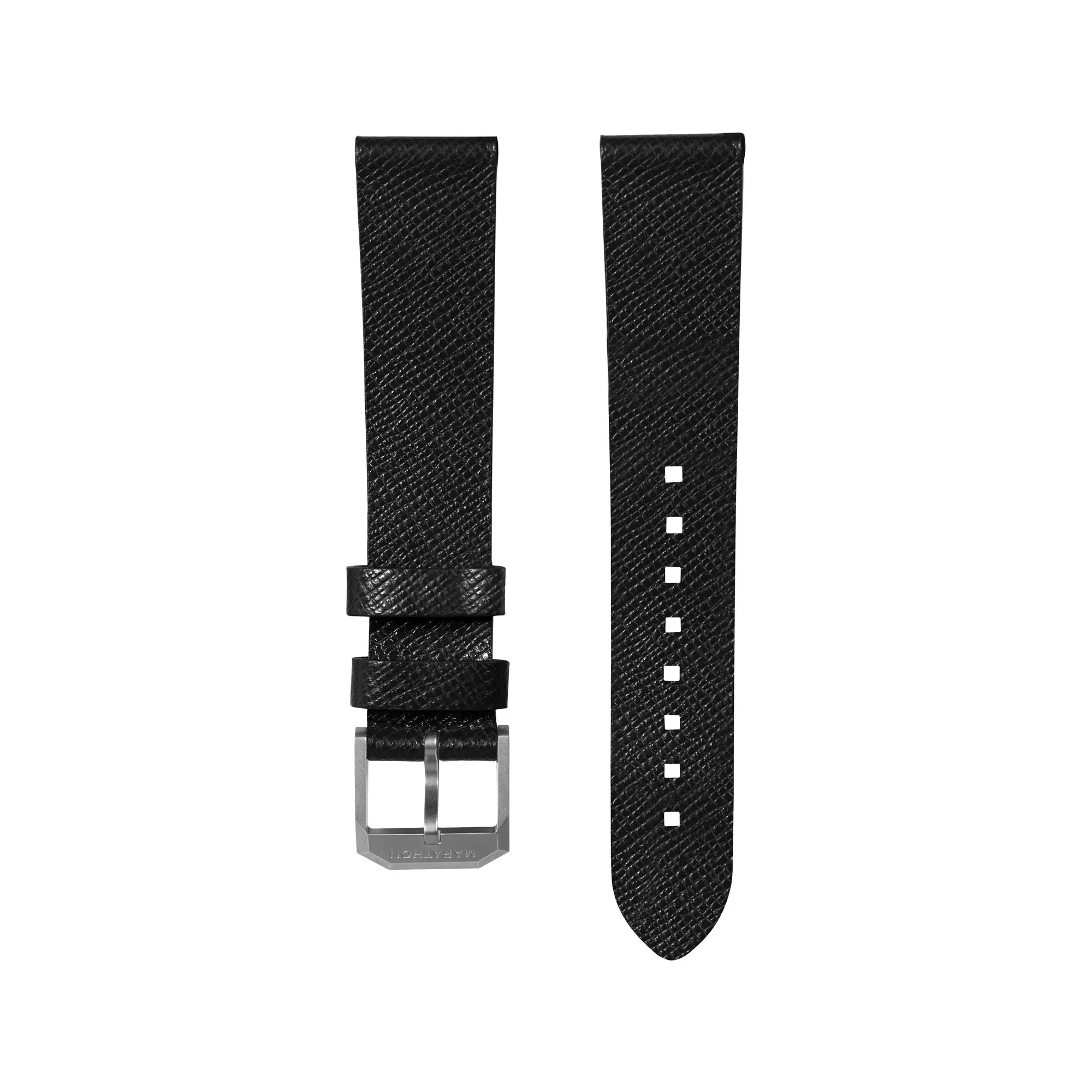20mm 2-Piece Leather Strap, Black with Brushed Steel Hardware - Image 7