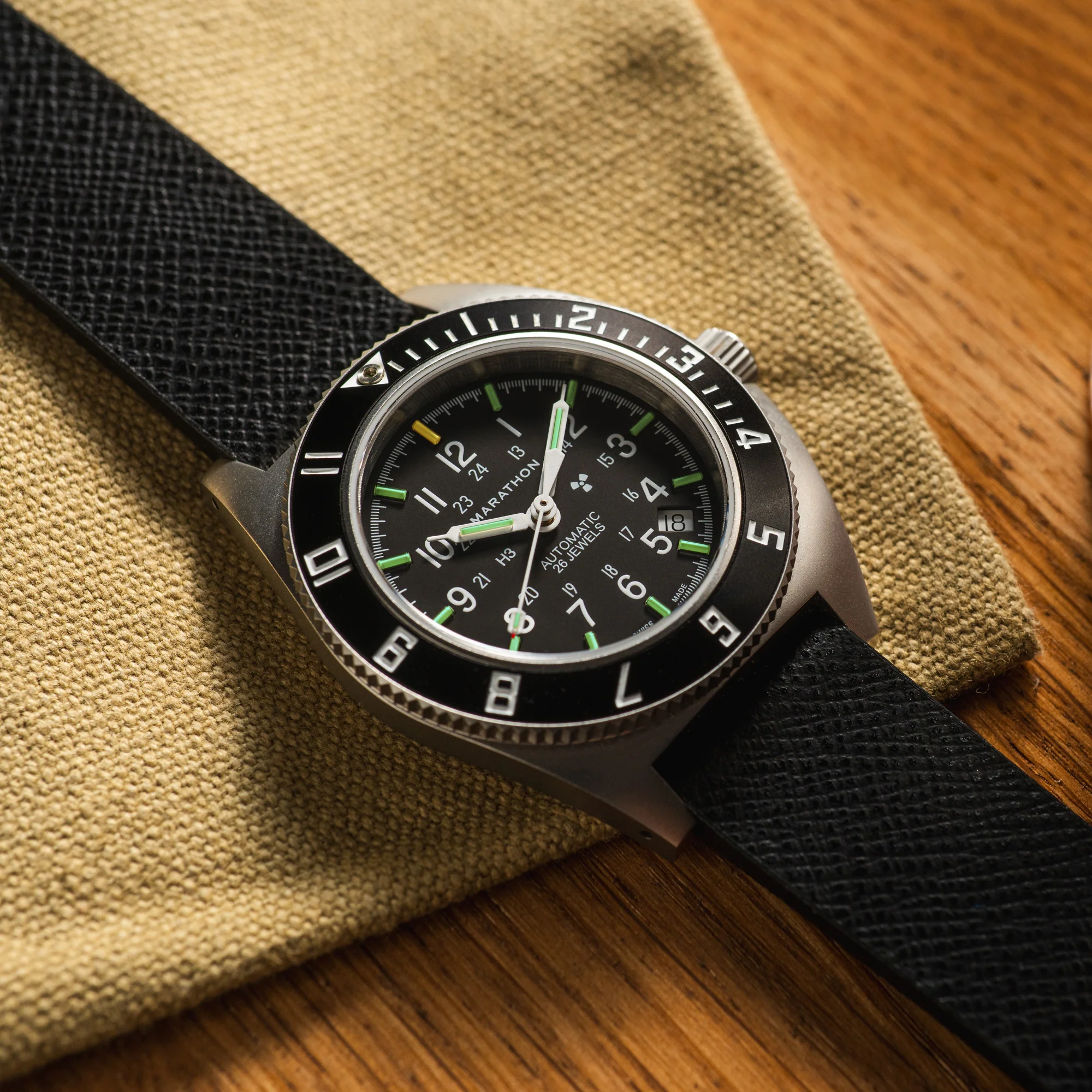 20mm 2-Piece Leather Strap, Black with Parkerized Hardware - Image 12