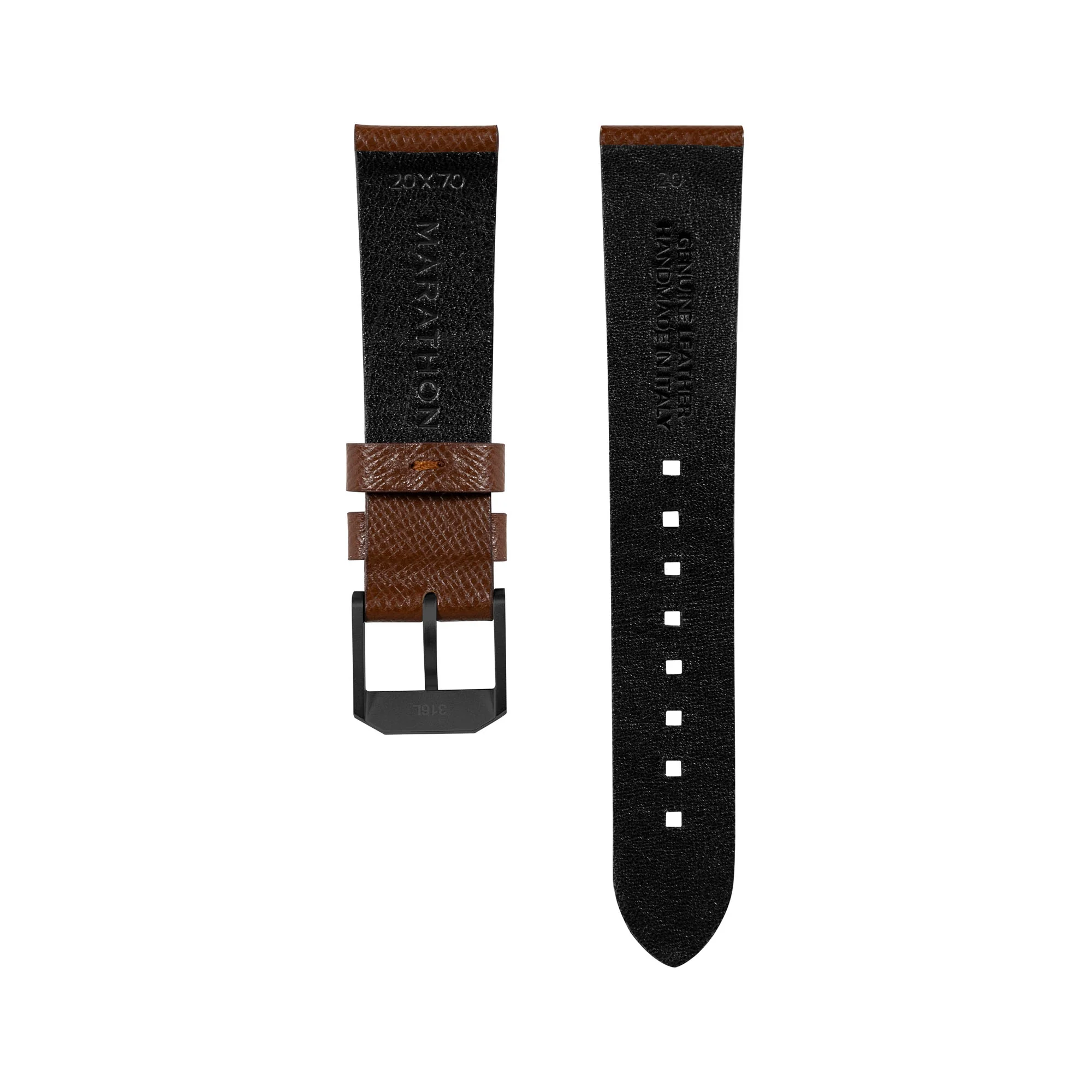 20mm 2-Piece Leather Strap, Cognac with Anthracite Hardware - Image 4