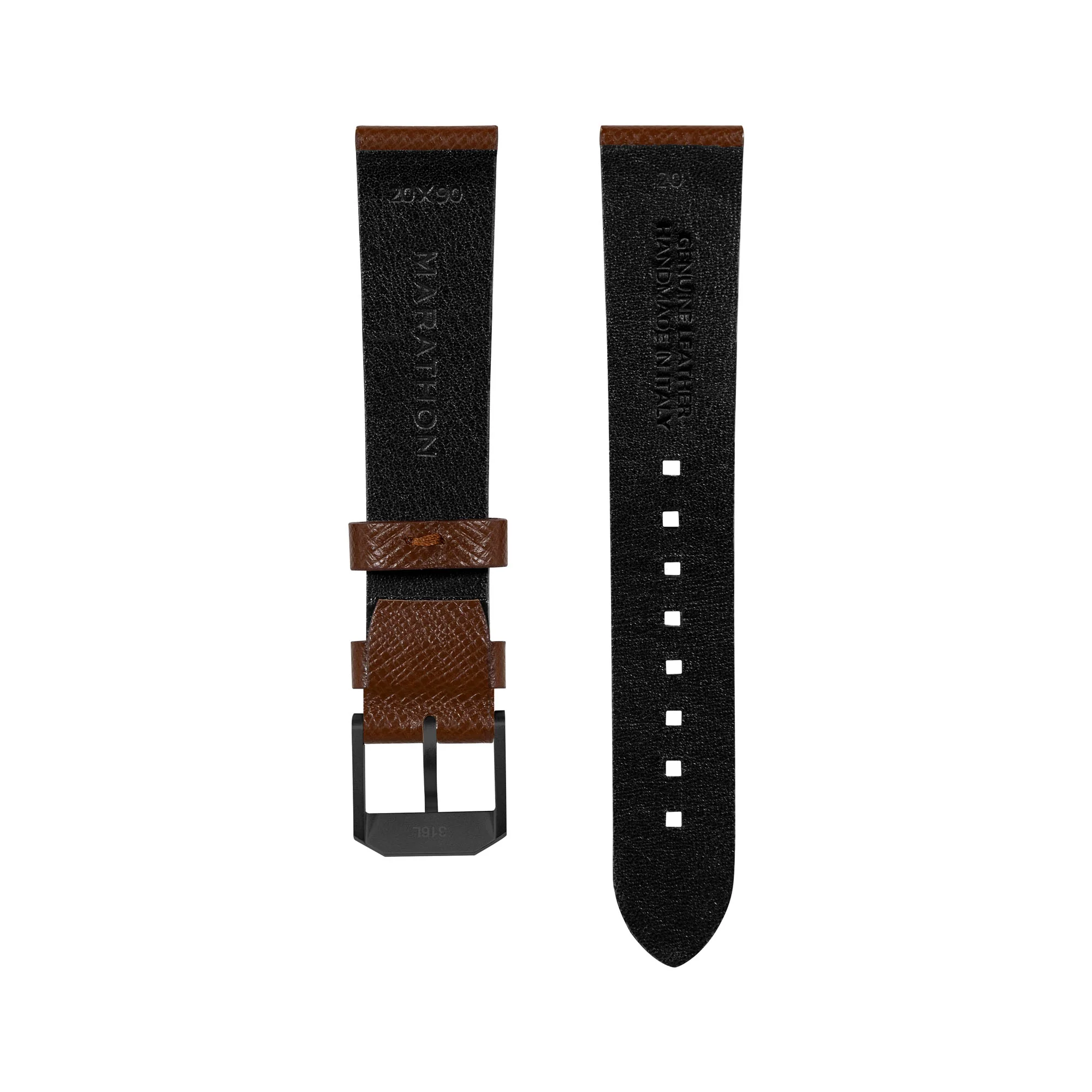 20mm 2-Piece Leather Strap, Cognac with Anthracite Hardware - Image 9