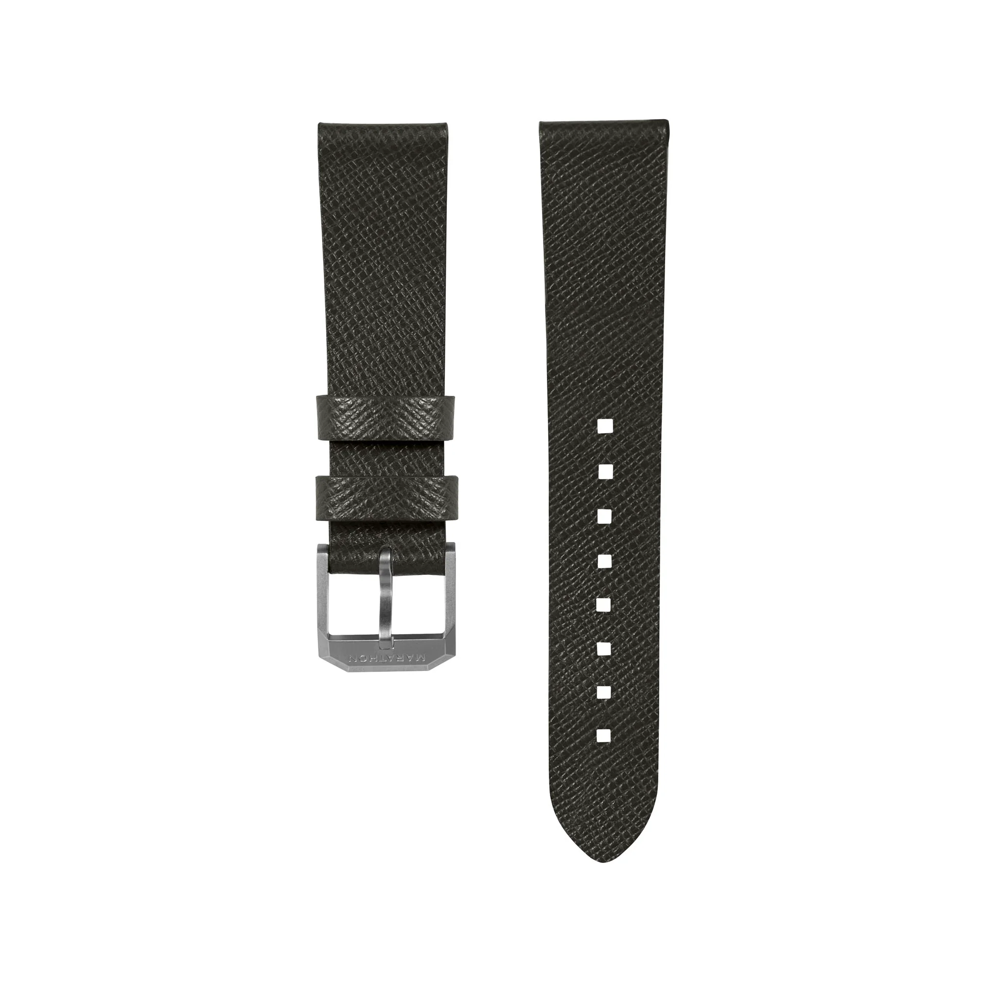 20mm 2-Piece Leather Strap, Moss Green with Brushed Steel Hardware