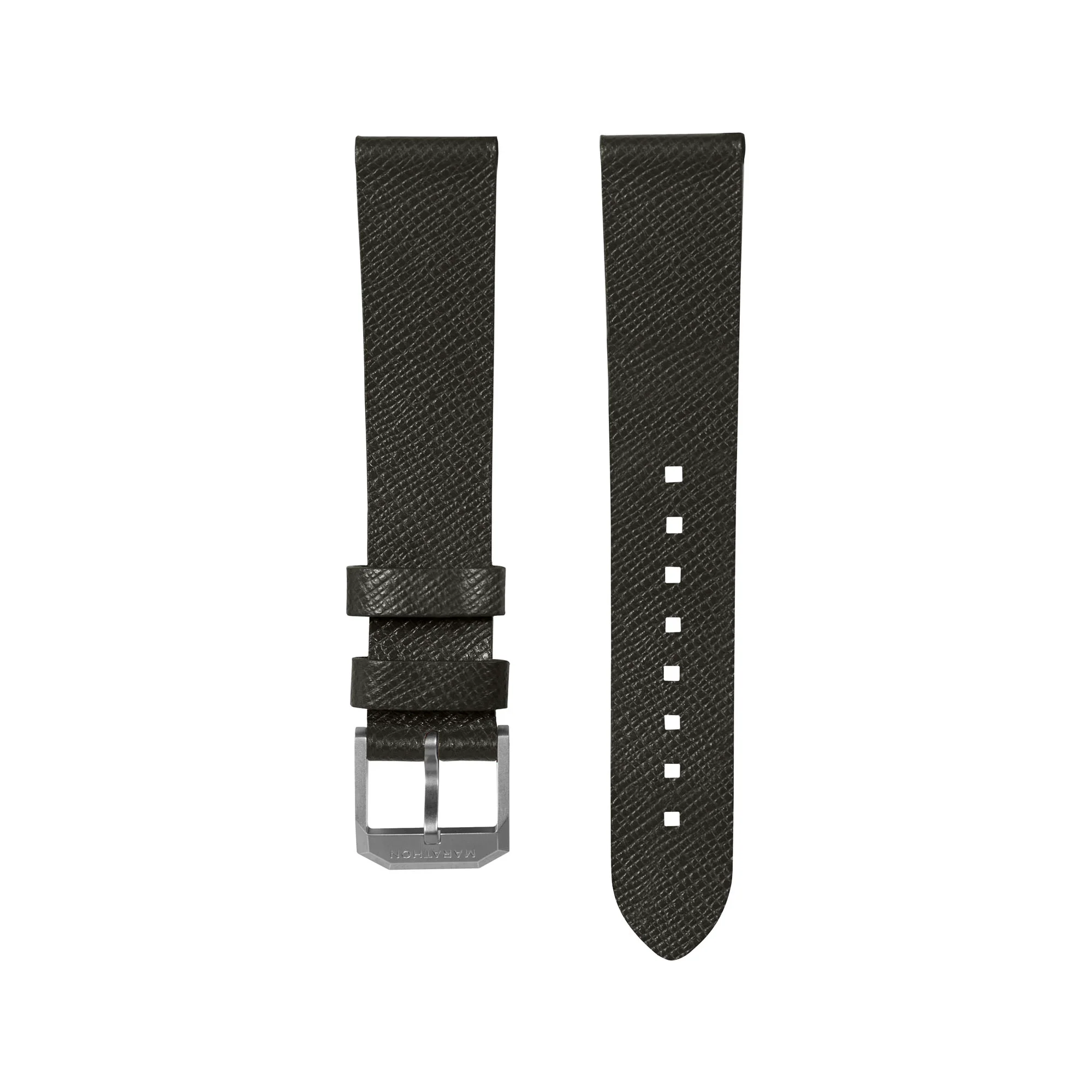 20mm 2-Piece Leather Strap, Moss Green with Brushed Steel Hardware - Image 8