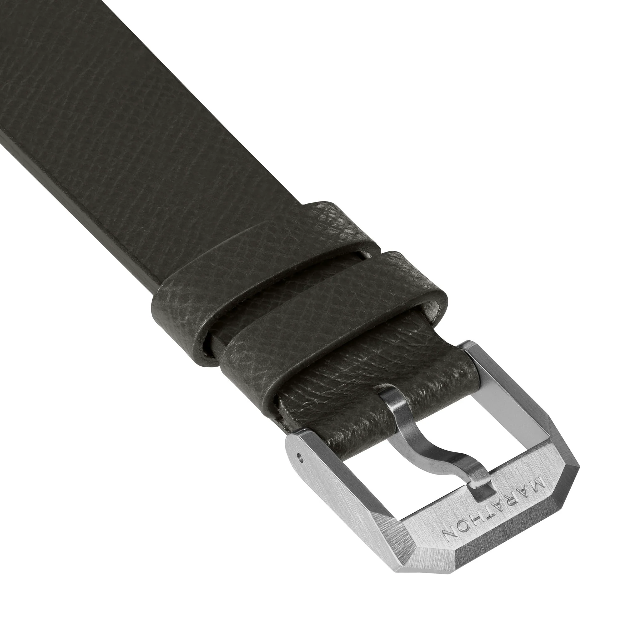 20mm 2-Piece Leather Strap, Moss Green with Brushed Steel Hardware - Image 9