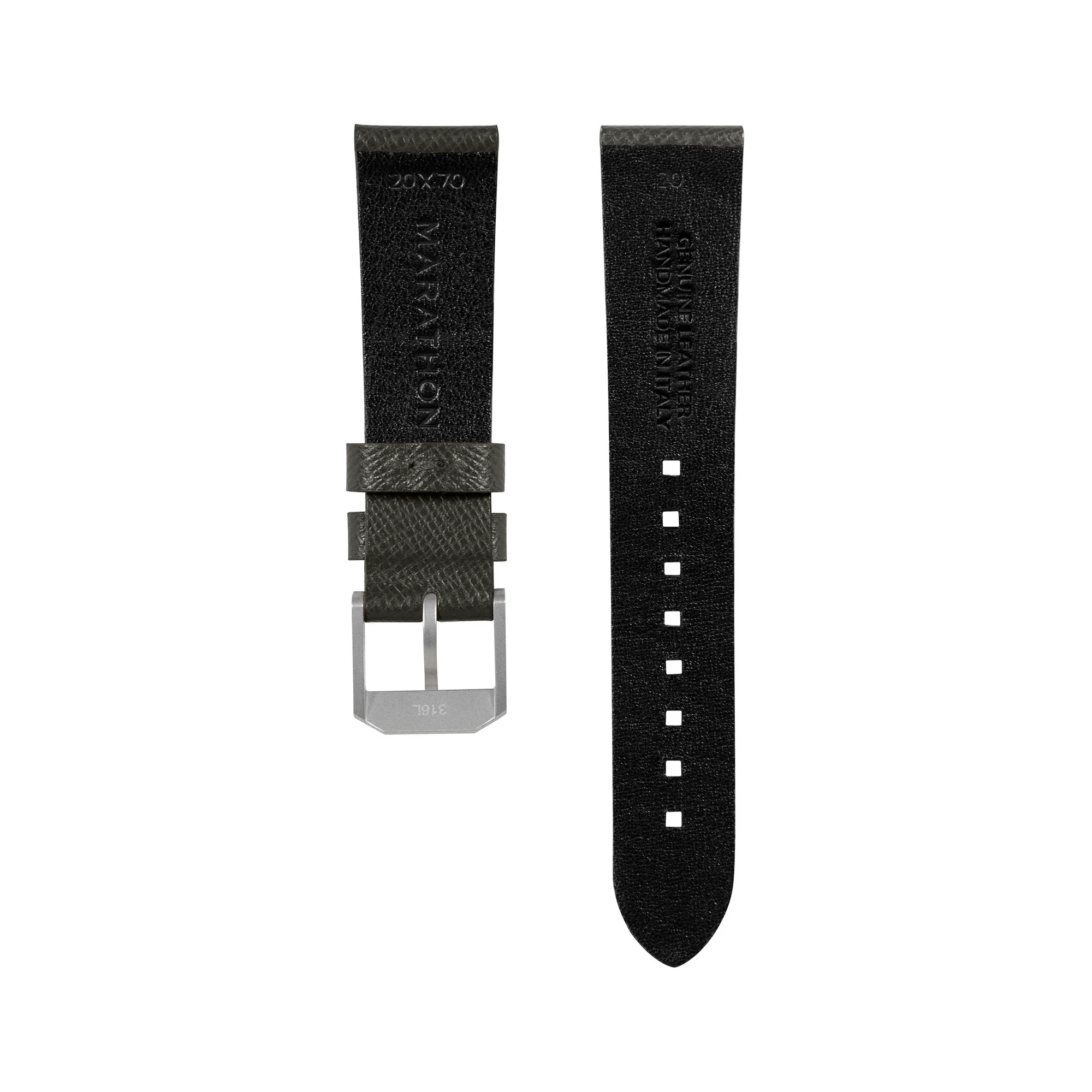 20mm 2-Piece Leather Strap, Moss Green with Parkerized Hardware - Image 4