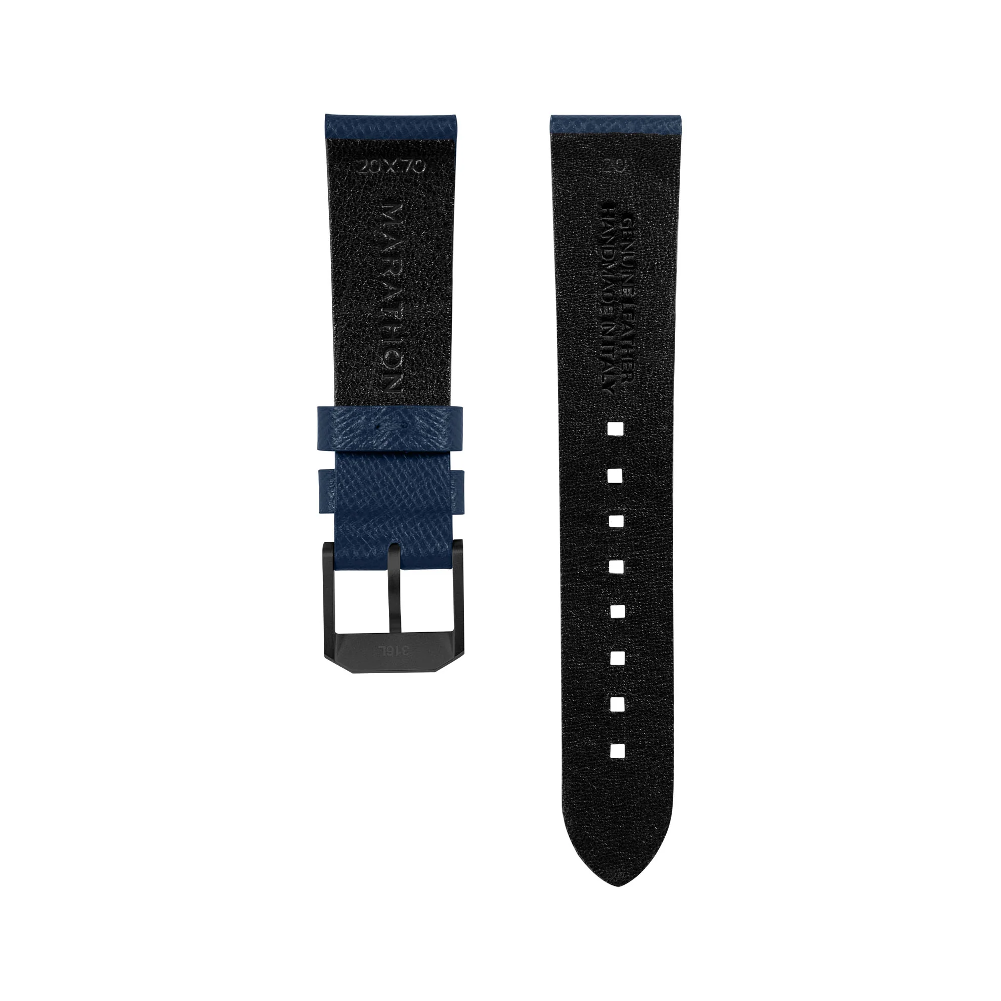 20mm 2-Piece Leather Strap, Royal Blue with Anthracite Hardware - Image 4