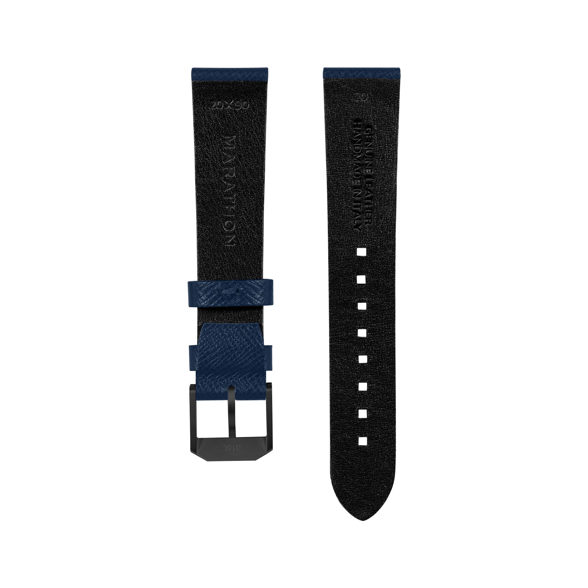 20mm 2-Piece Leather Strap, Royal Blue with Anthracite Hardware - Image 9