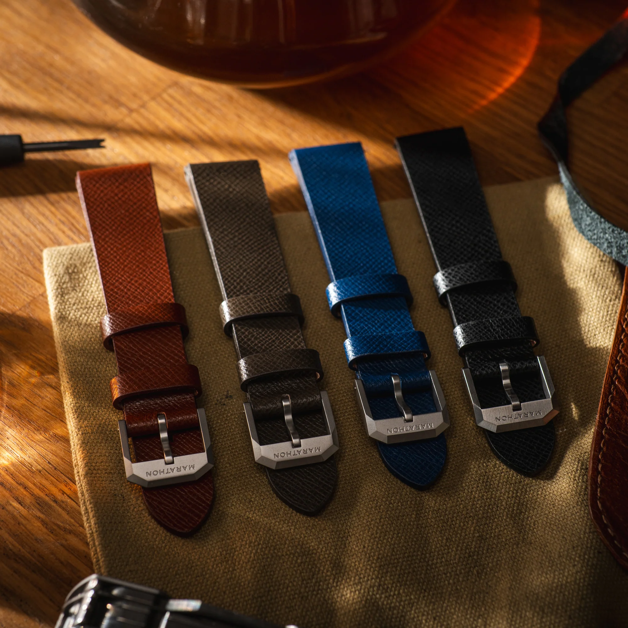 20mm 2-Piece Leather Strap, Royal Blue with Brushed Steel Hardware - Image 14