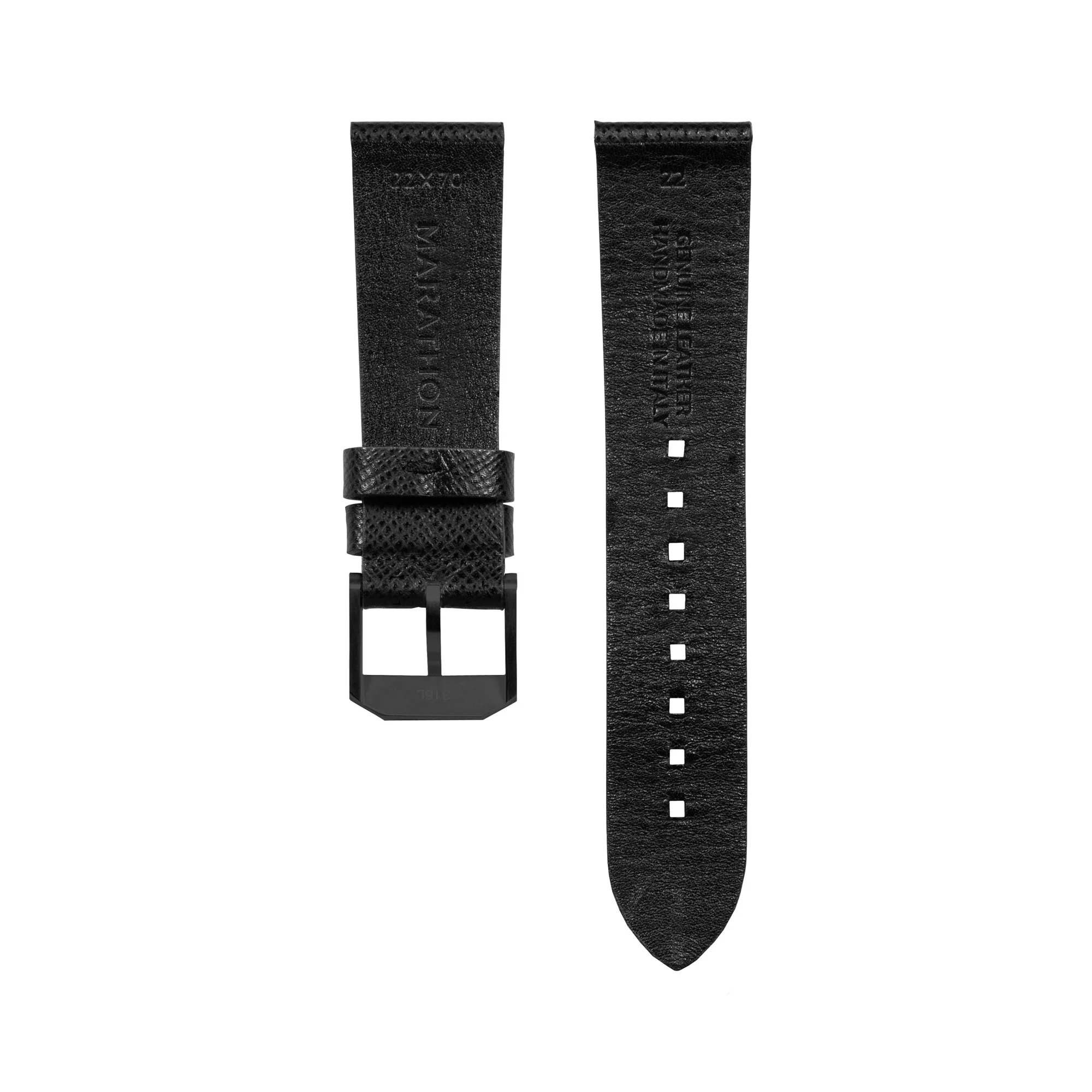 2-Piece Leather Strap, 22mm, Black, Anthracite Hardware - Image 6