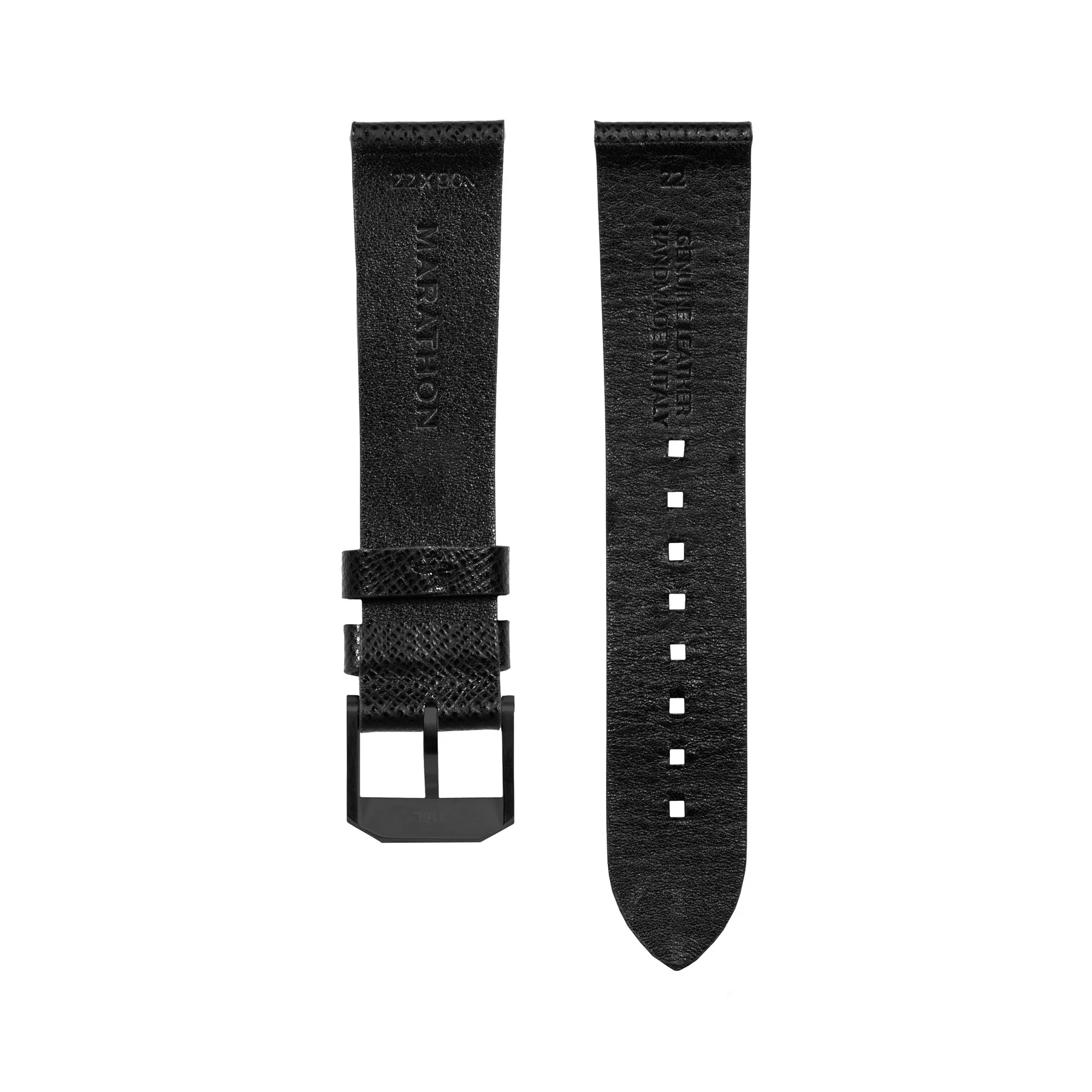 2-Piece Leather Strap, 22mm, Black, Anthracite Hardware - Image 9