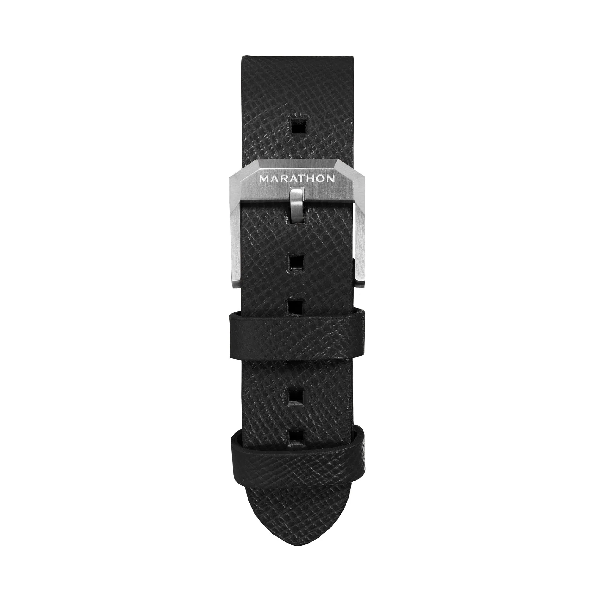 22mm 2-Piece Leather Strap, Black with Brushed Steel Hardware - Image 10