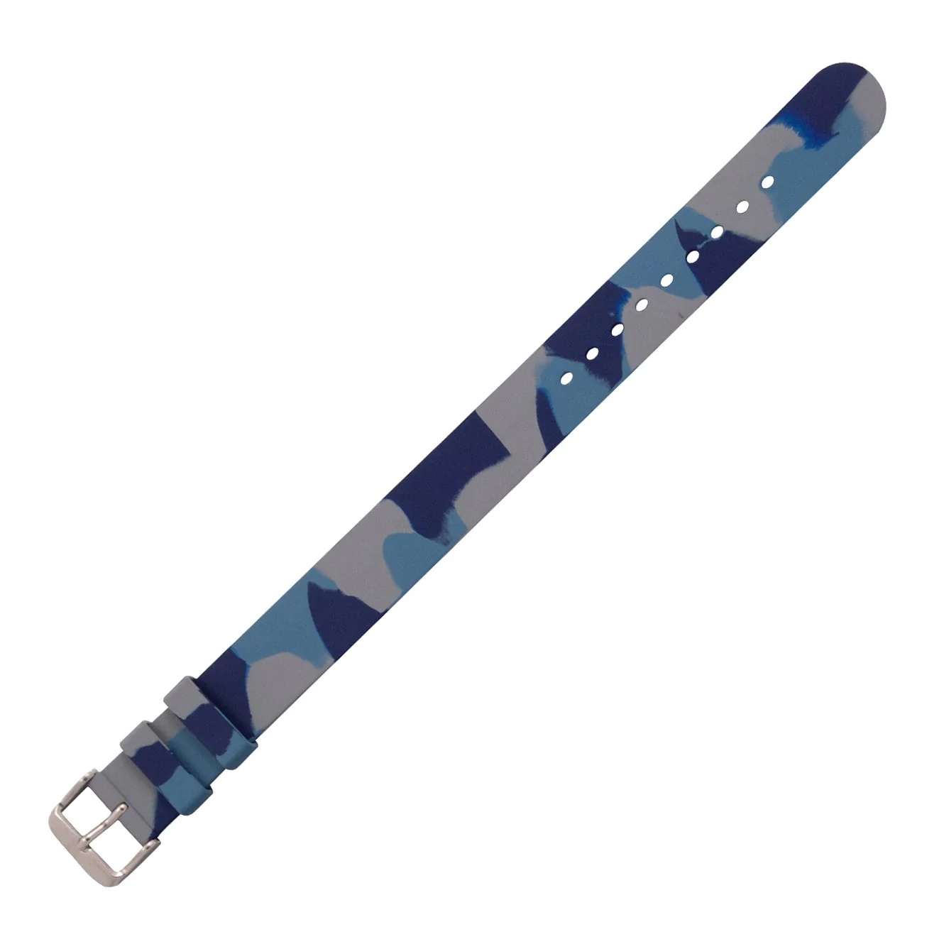 Blue Camo 20mm Single-Piece Rubber Watch Strap