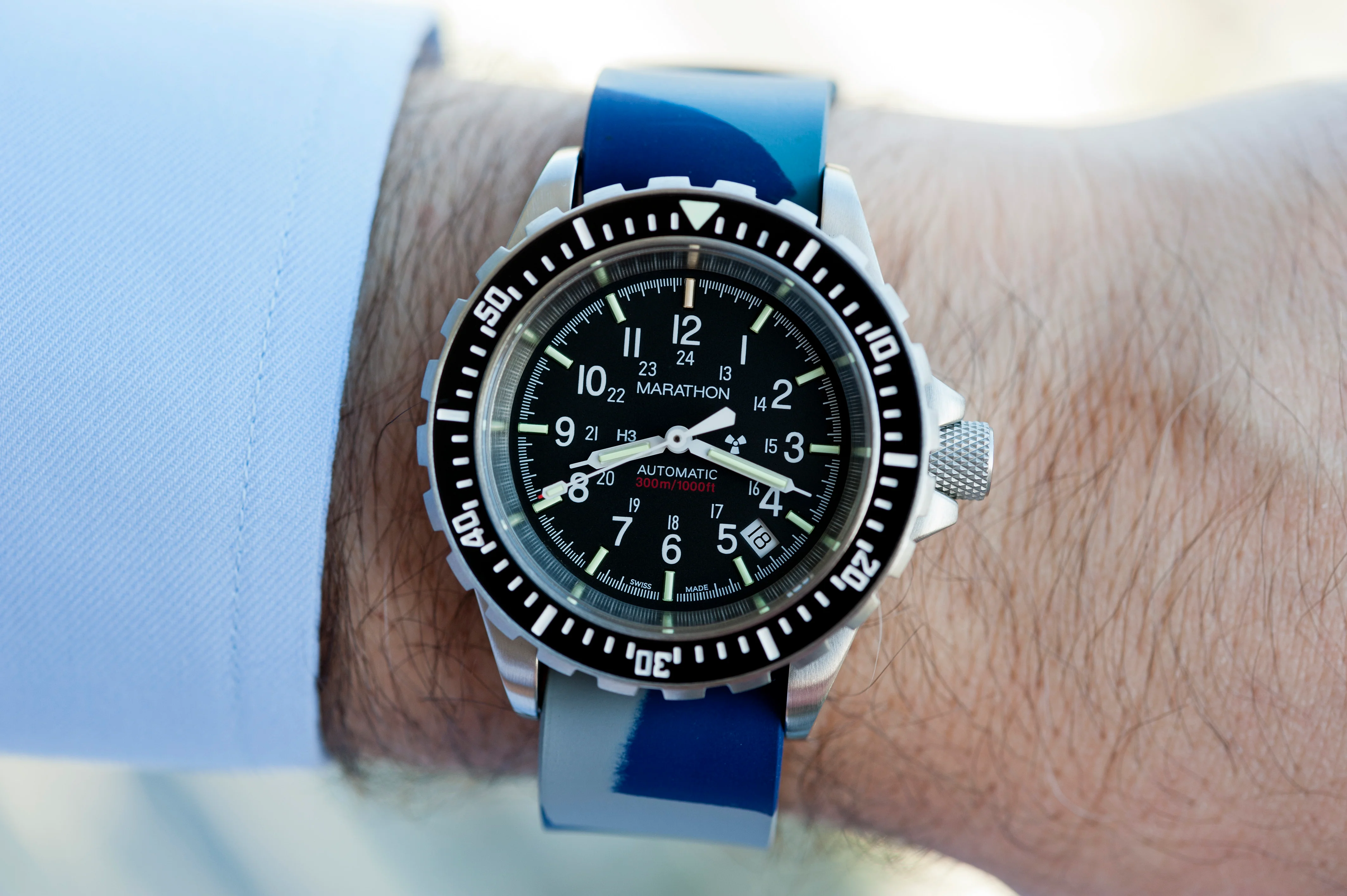 Blue Camo 20mm Single-Piece Rubber Watch Strap - Image 2
