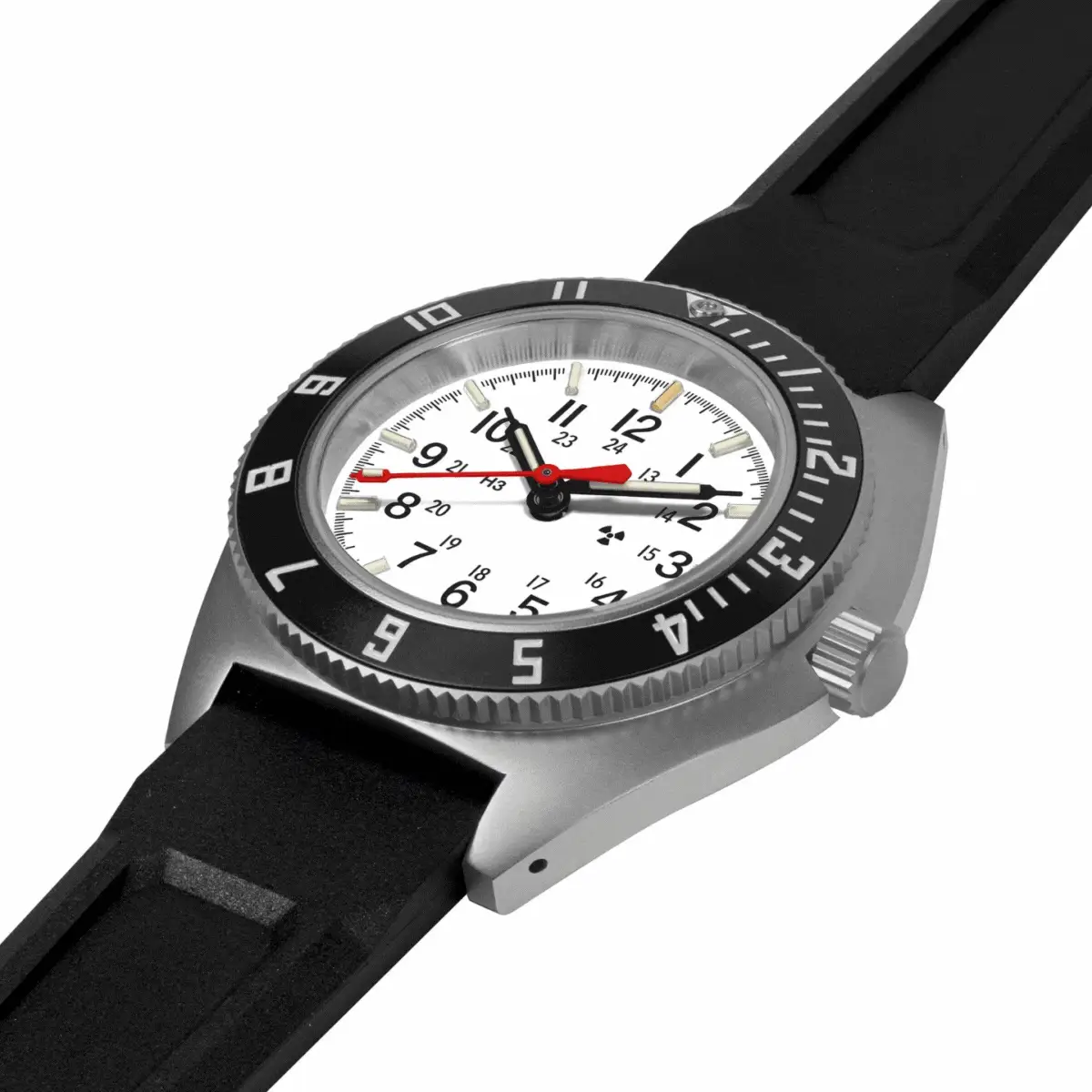 41mm Arctic Steel Navigator Automatic (Arctic SSNAV Auto) on Black 3-Piece Rubber Strap Kit - Image 4