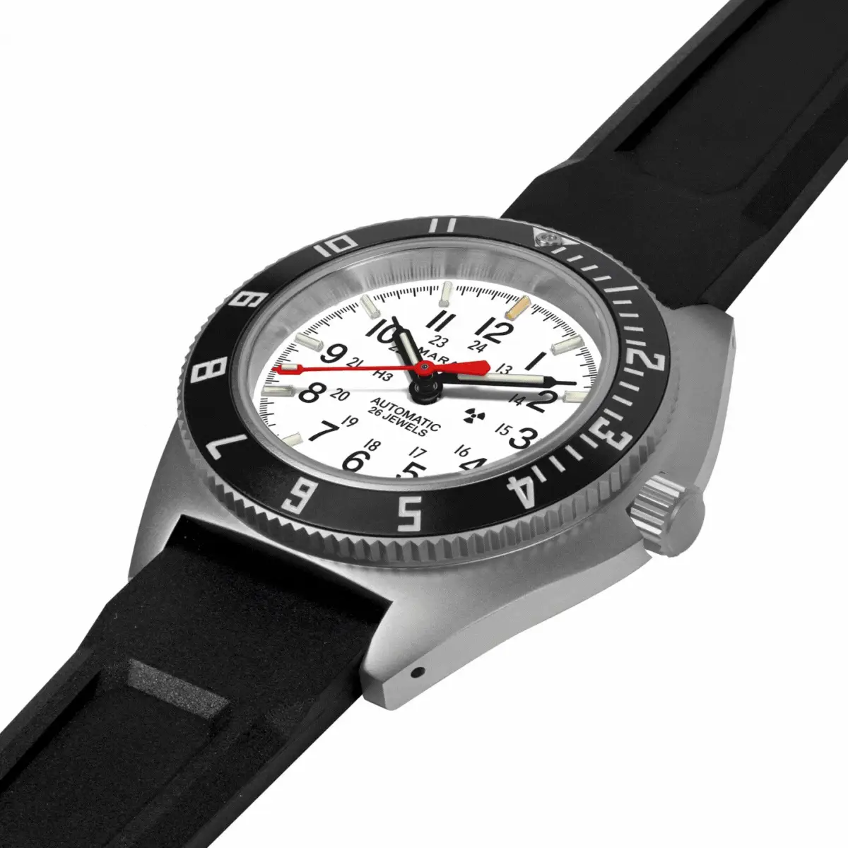 41mm Arctic Steel Navigator w/ Date Automatic (Arctic SSNAV-D Auto) on Black 3-Piece Rubber Strap Kit - Image 4