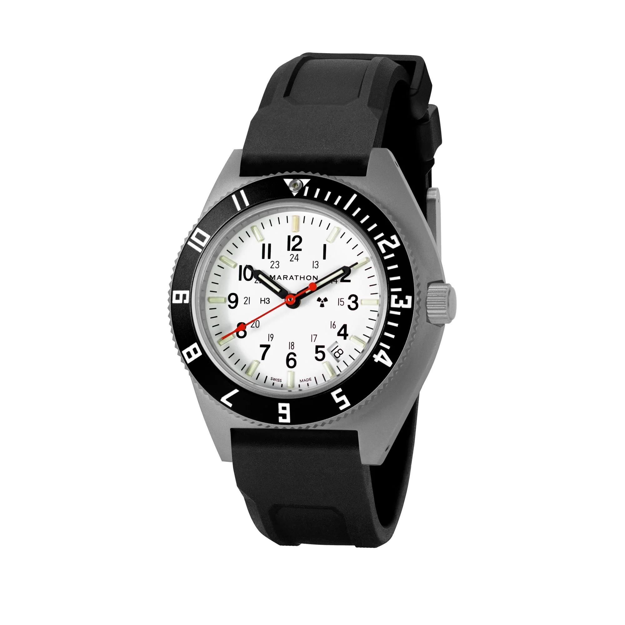 41mm Arctic Steel Navigator w/Date (SSNAV-D) on Black 3-Piece Rubber Strap Kit - Image 6