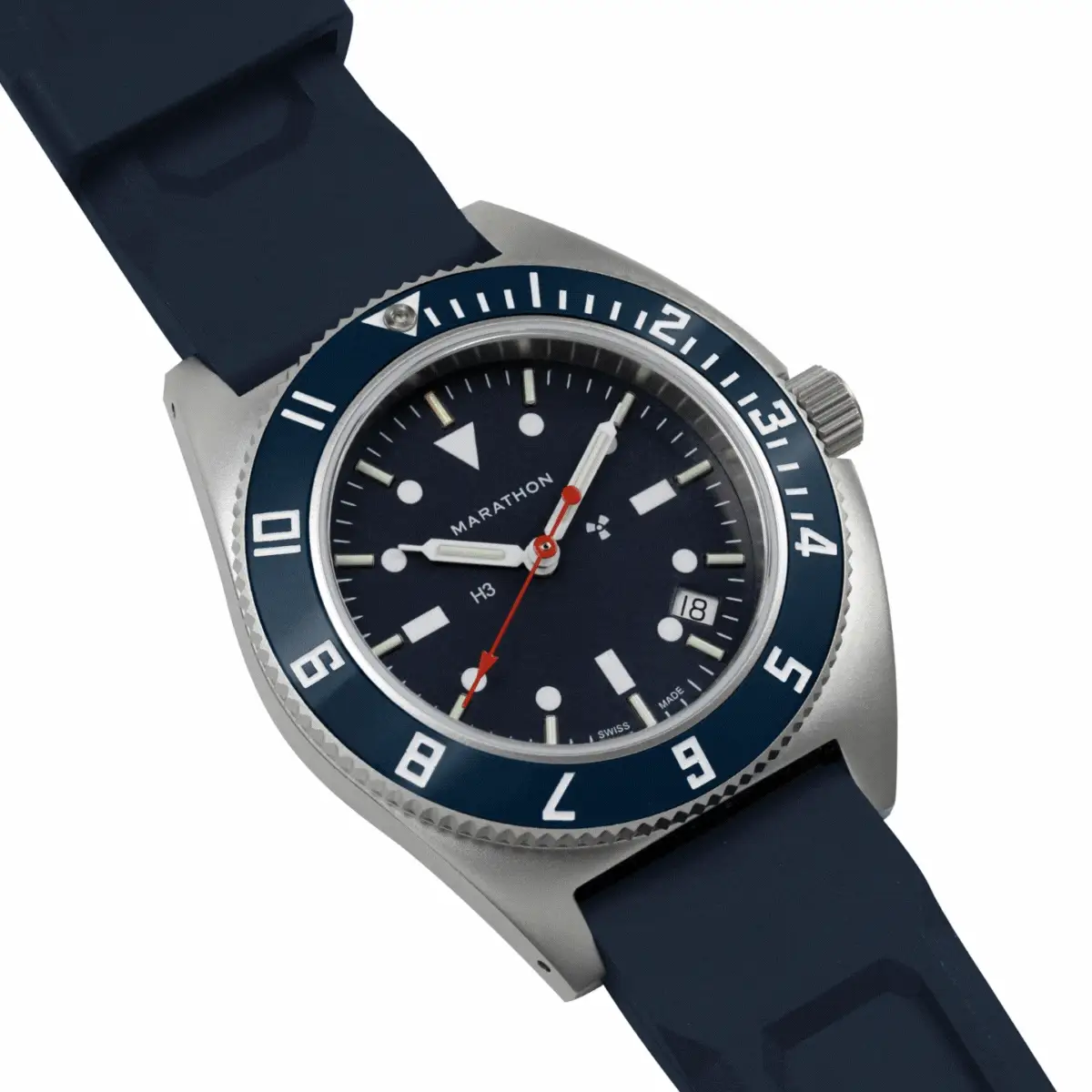 41mm Blue Steel Navigator w/Date (SSNAV-D) on Blue 3-Piece Rubber Strap Kit - Image 4