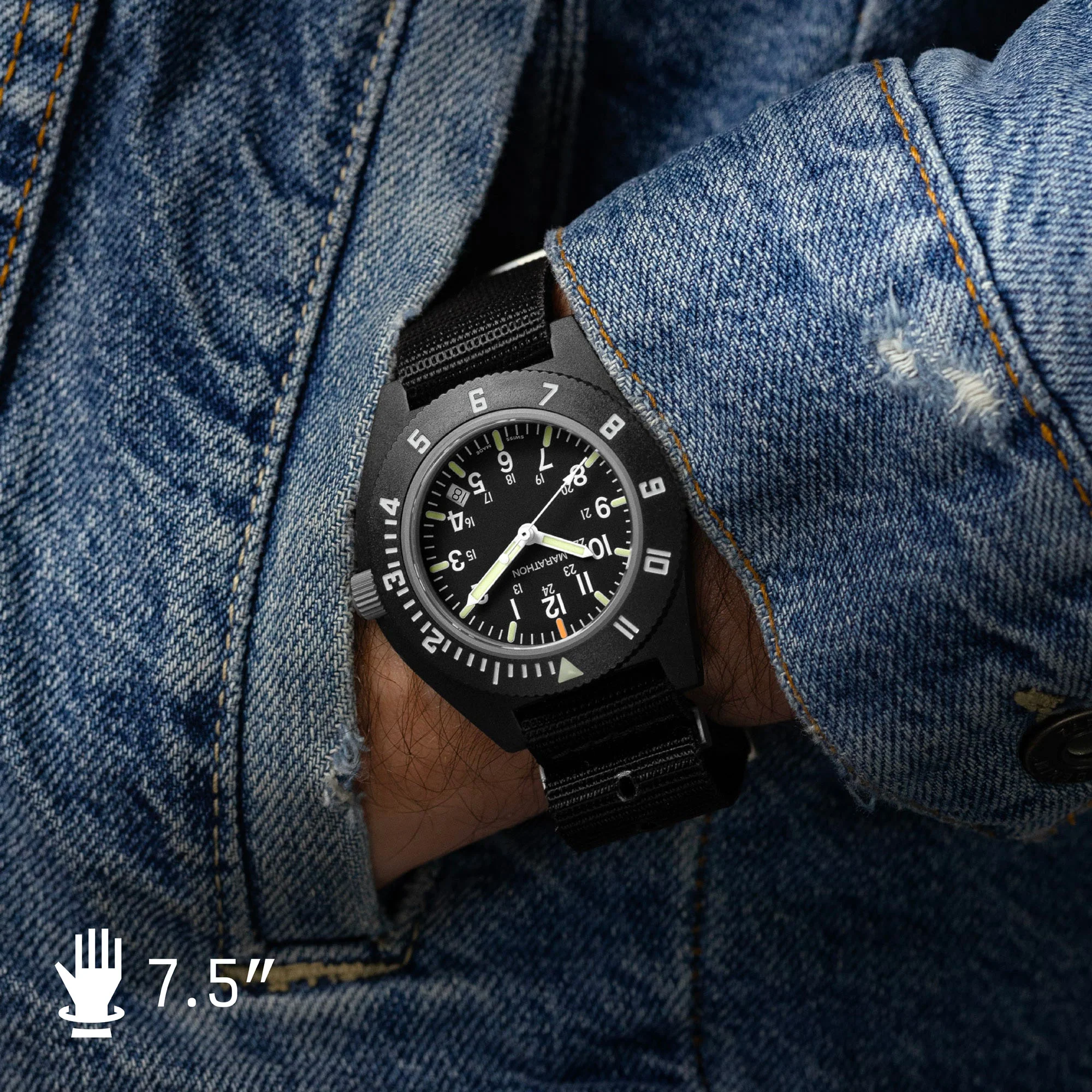 41mm MaraGlo Black Navigator w/ Date (NAV-DM) - Image 7