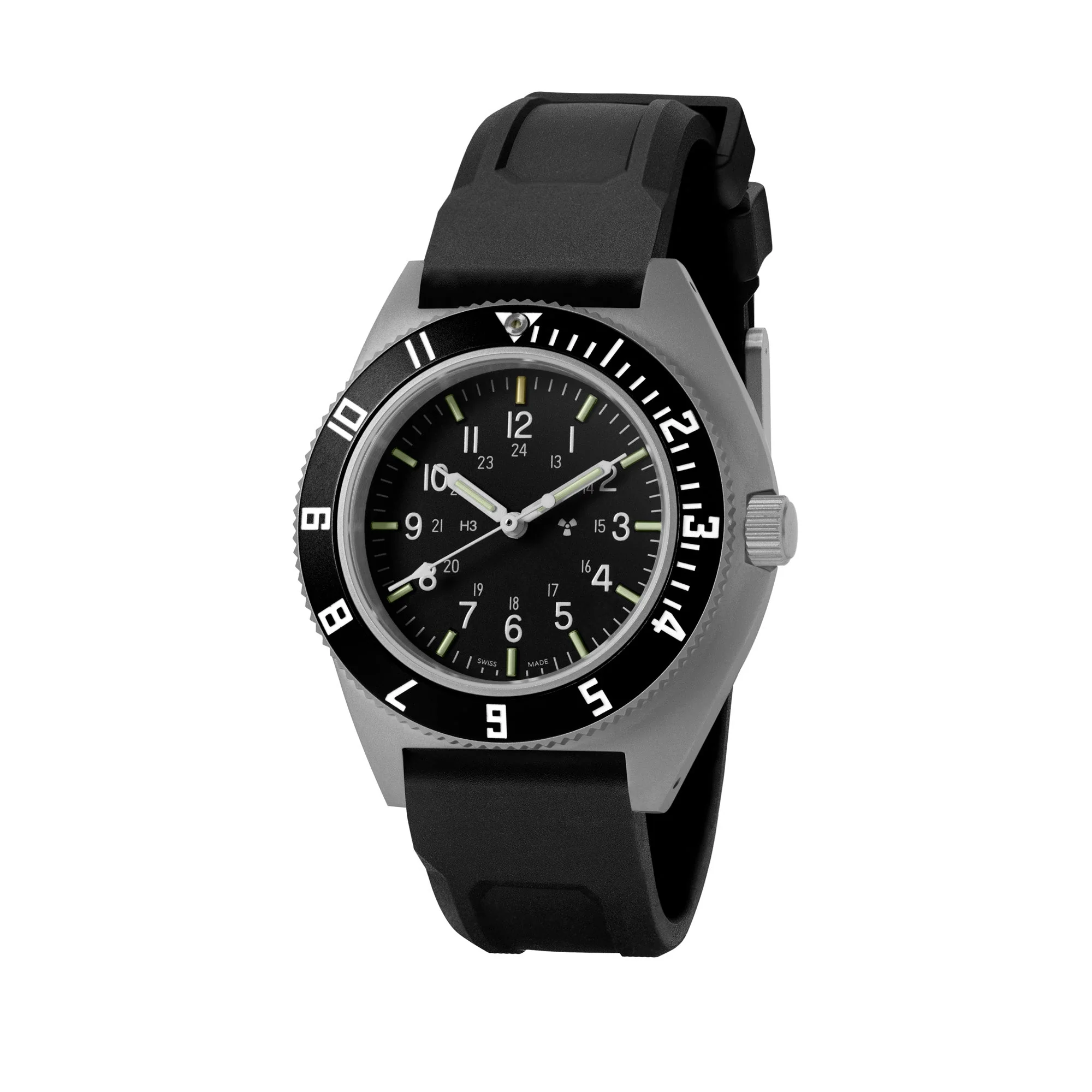 41mm Steel Navigator (SSNAV) on Black 3-Piece Rubber Strap Kit - Image 5