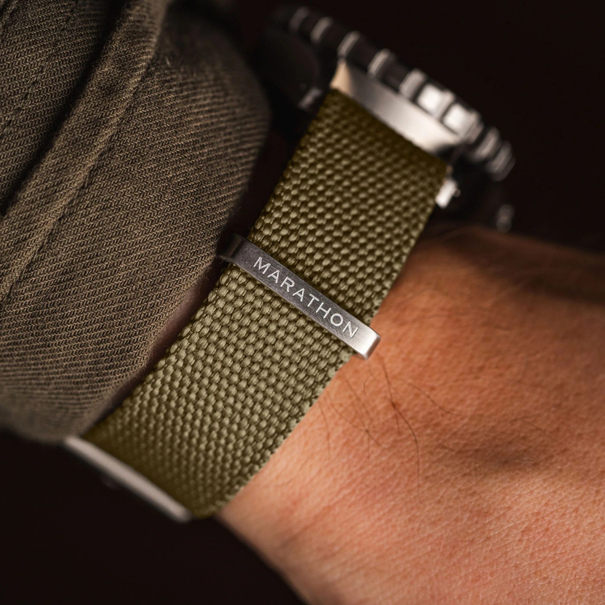Nylon Canvas DEFSTAN Strap Brushed Steel Hardware, Khaki, 18mm - Image 4