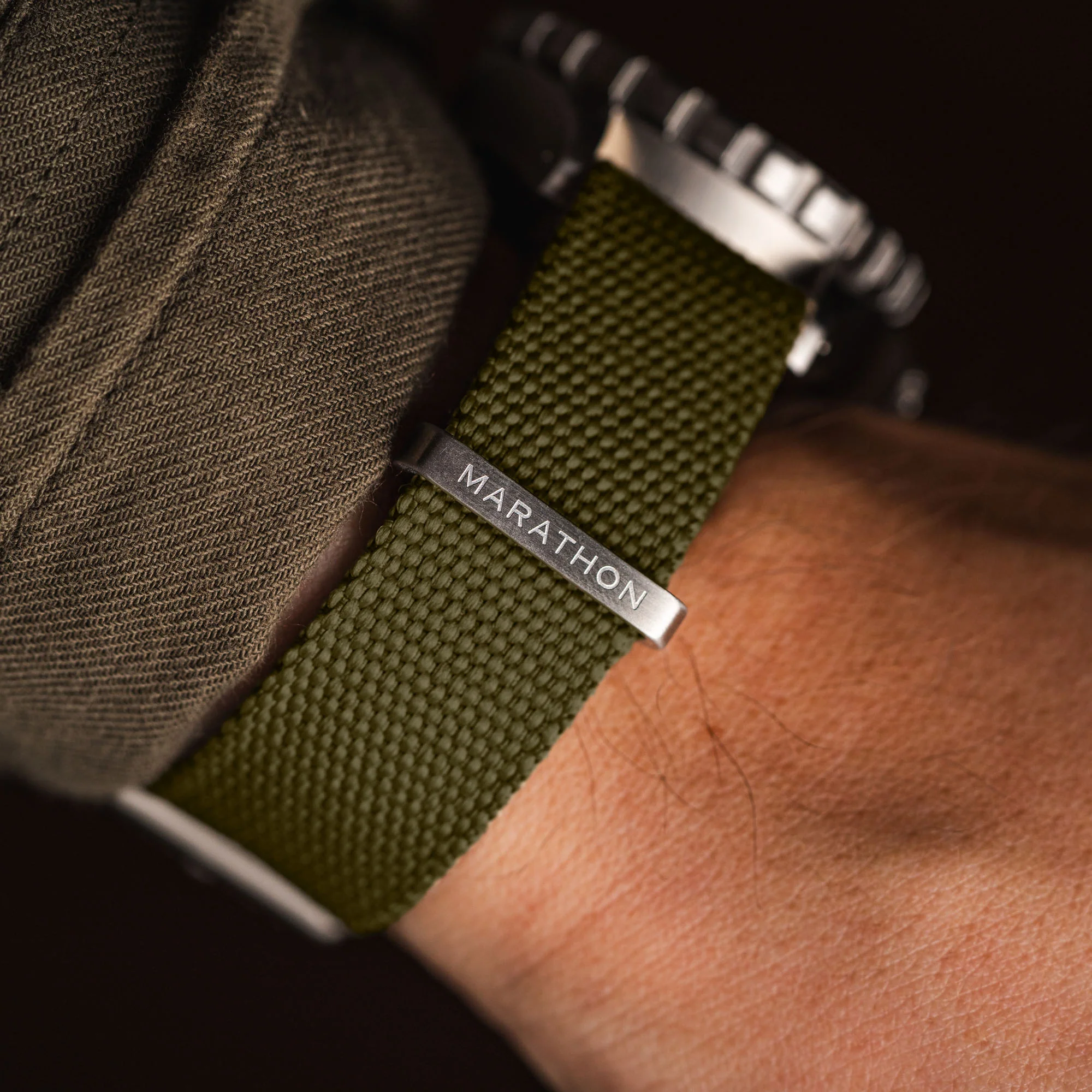 Nylon Canvas DEFSTAN Strap Brushed Steel Hardware, Olive, 18mm - Image 3