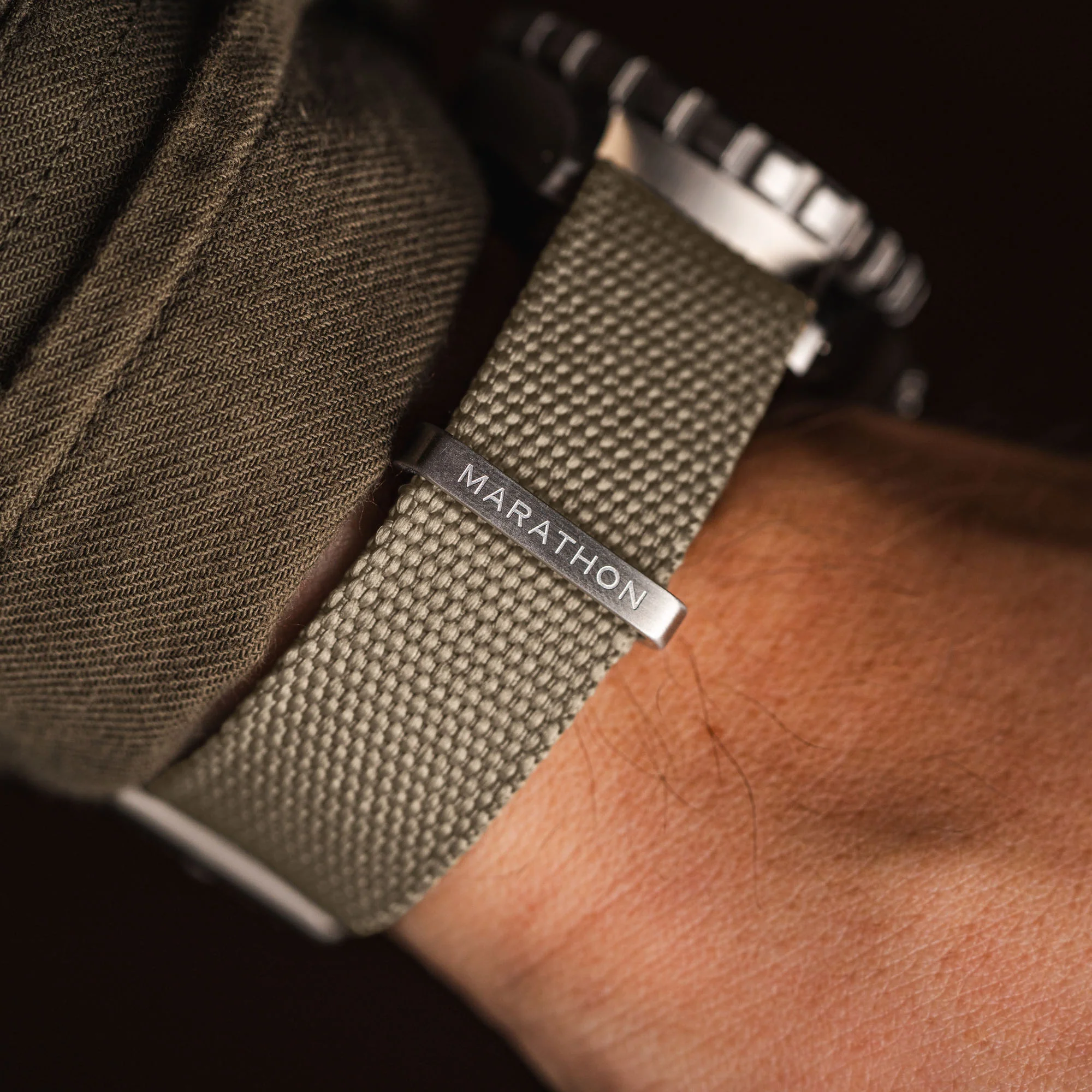 Nylon Canvas DEFSTAN Strap Brushed Steel Hardware, Sand, 18mm - Image 3