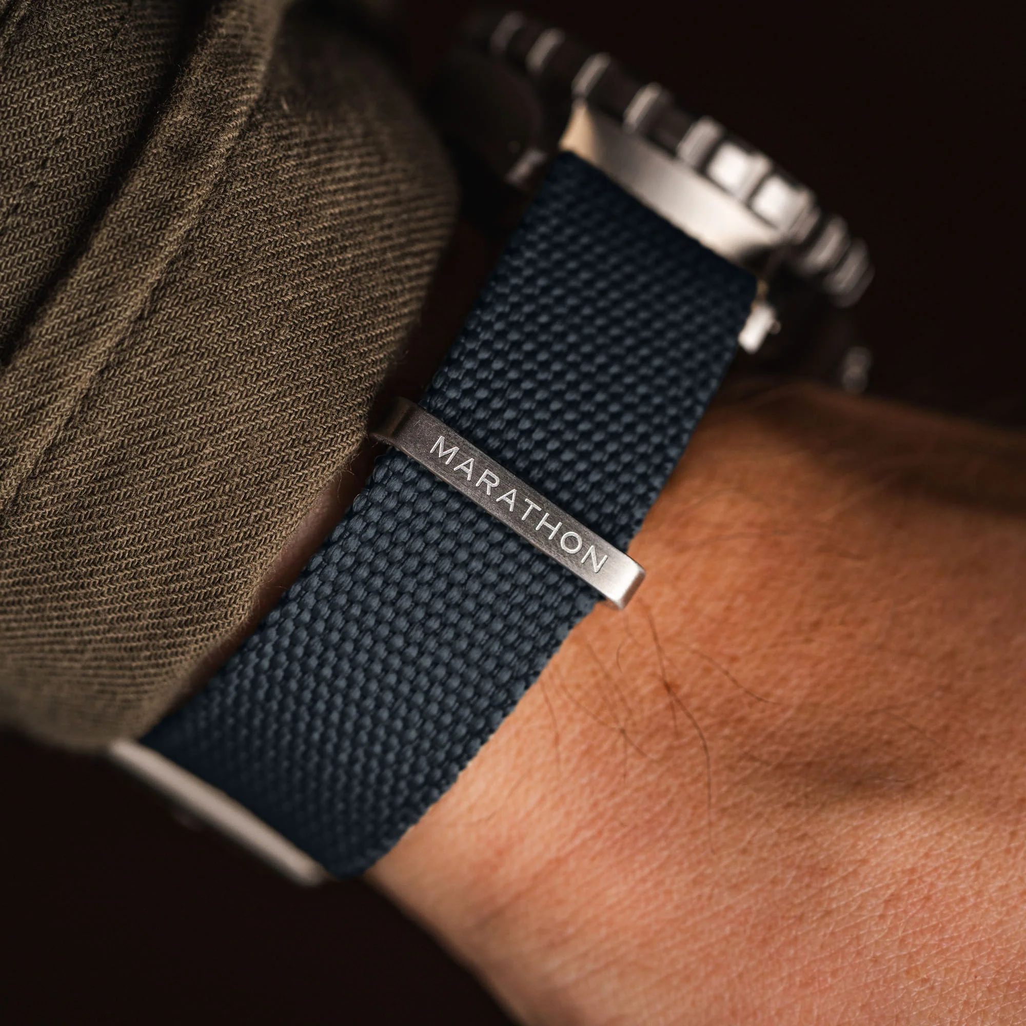 Nylon Canvas DEFSTAN Strap Brushed Steel Hardware, Slate, 18mm - Image 3