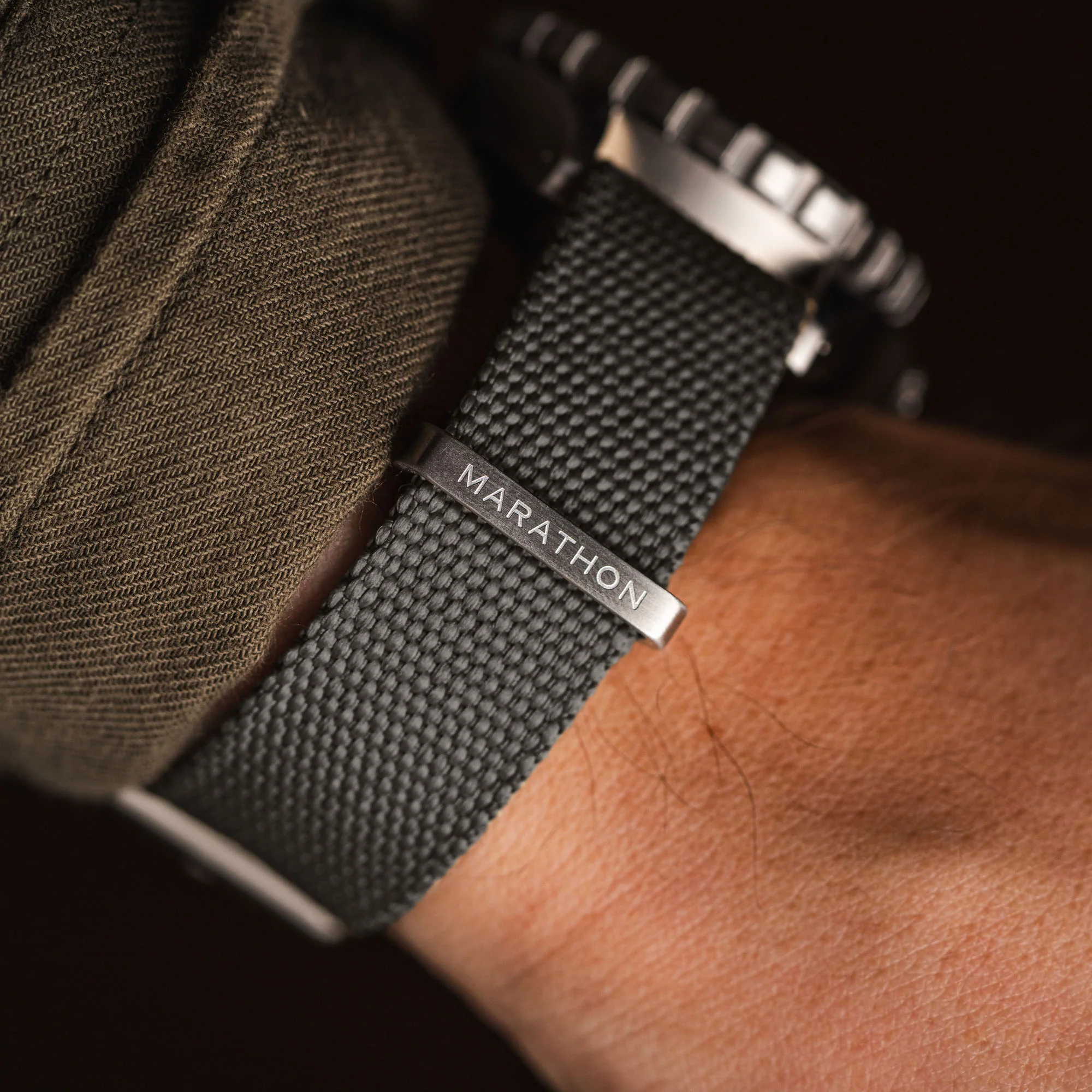 Nylon Canvas DEFSTAN Strap Brushed Steel Hardware, Stone, 18mm - Image 4