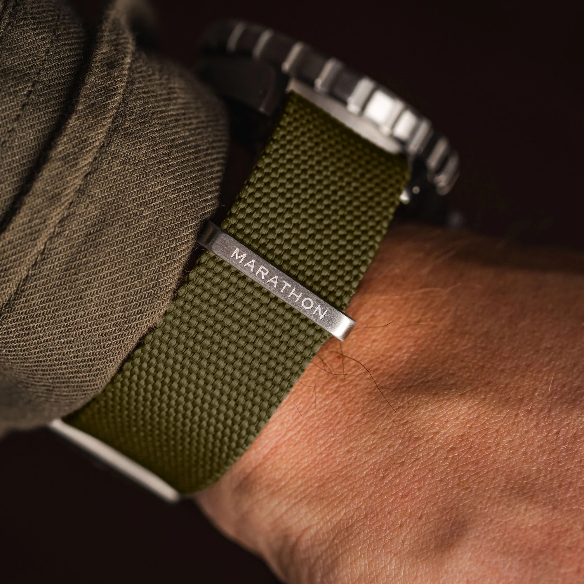 Nylon Canvas DEFSTAN Strap Brushed Steel Hardware, Olive, 20mm - Image 4
