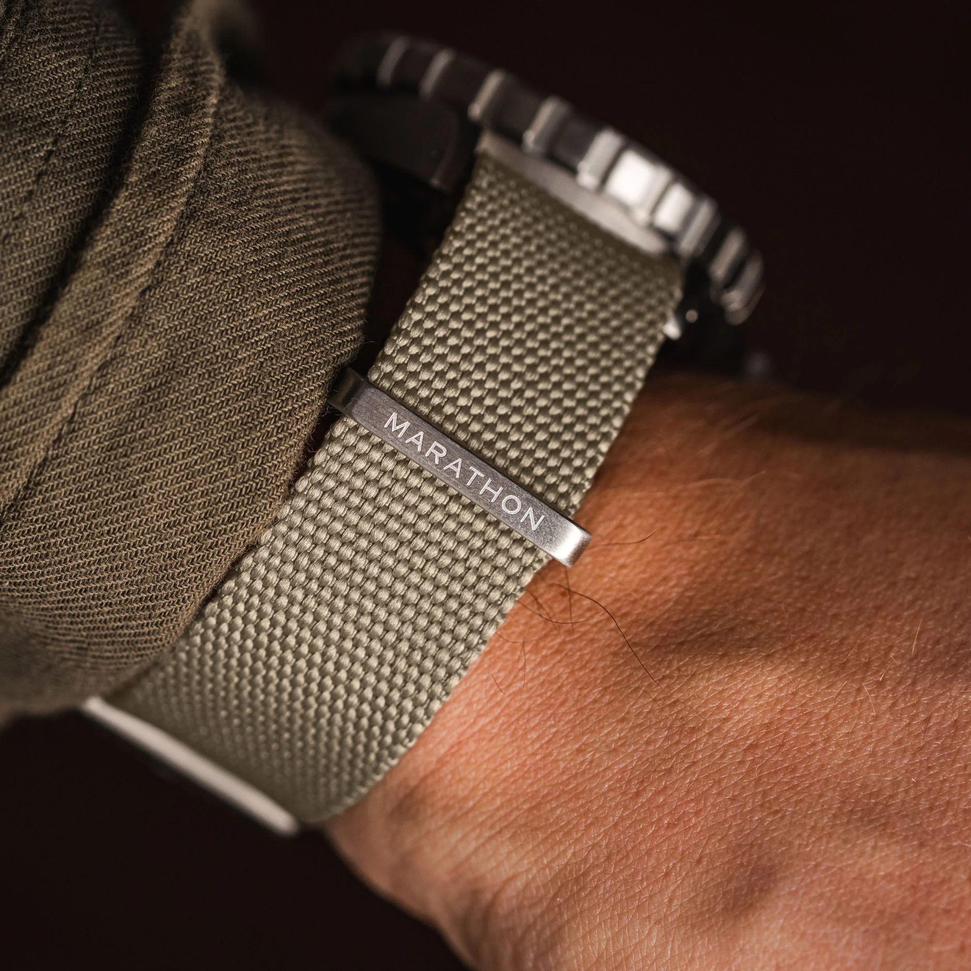 Nylon Canvas DEFSTAN Strap Brushed Steel Hardware, Sand, 20mm - Image 4