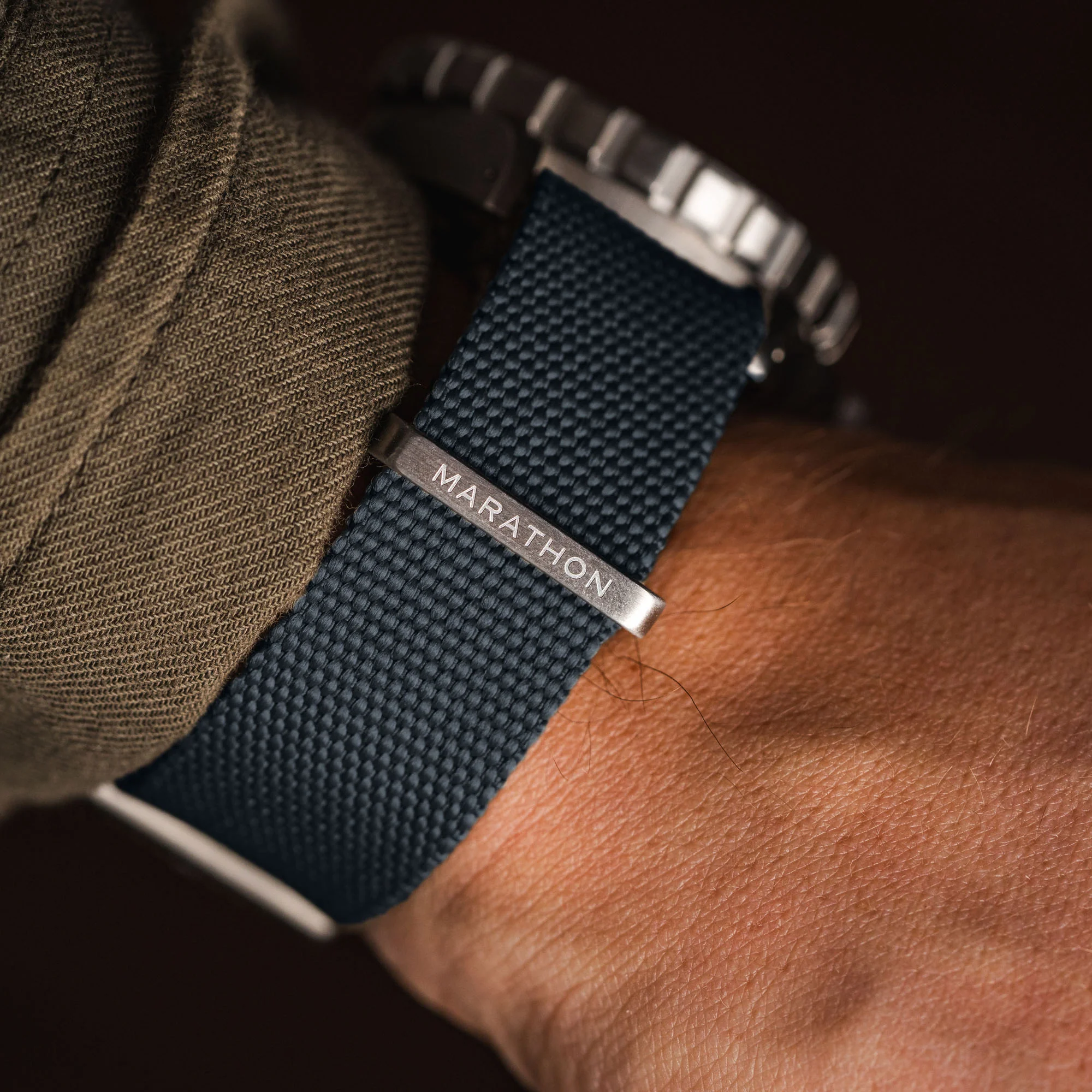 Nylon Canvas DEFSTAN Strap Brushed Steel Hardware, Slate, 20mm - Image 4