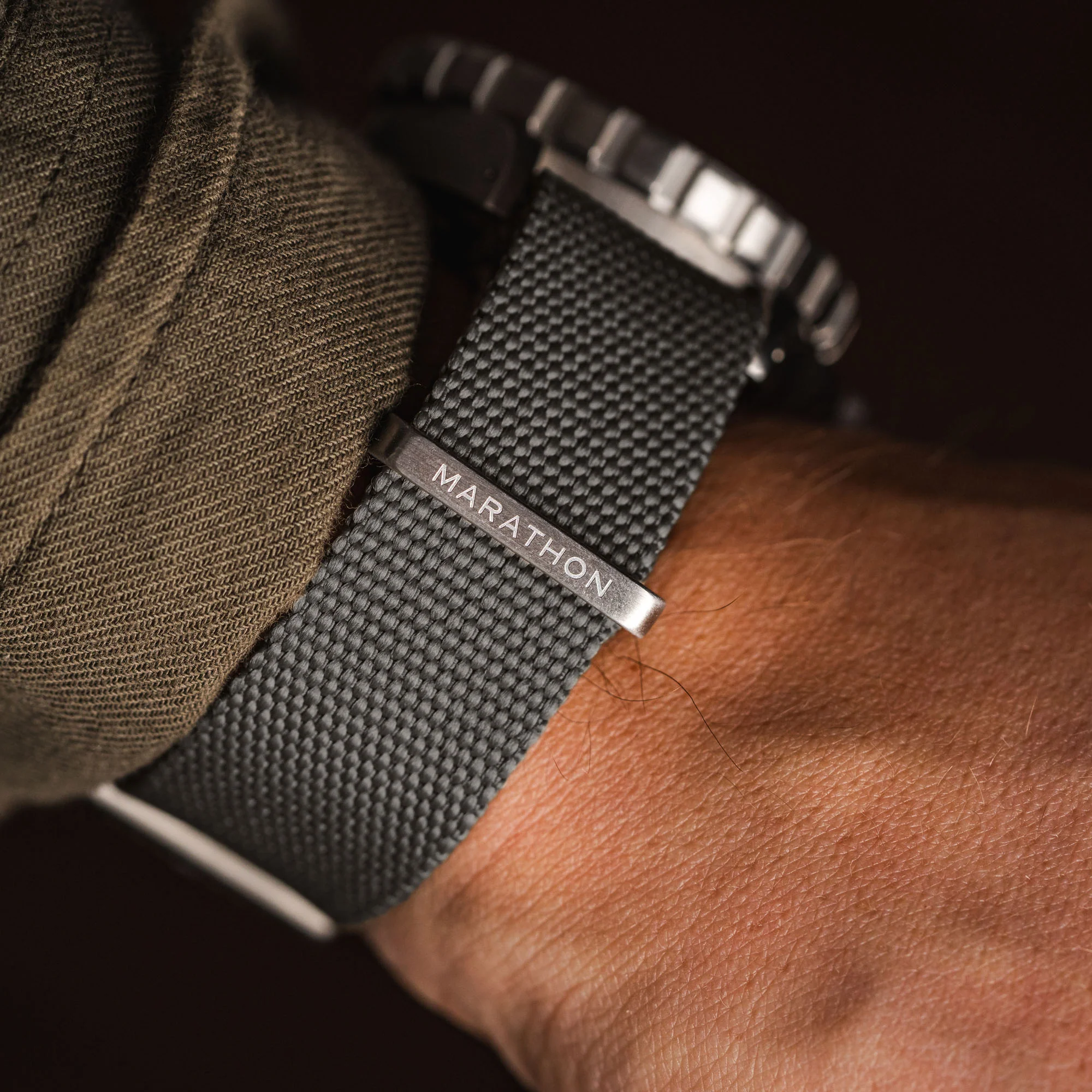 Nylon Canvas DEFSTAN Strap Brushed Steel Hardware, Stone, 20mm - Image 4