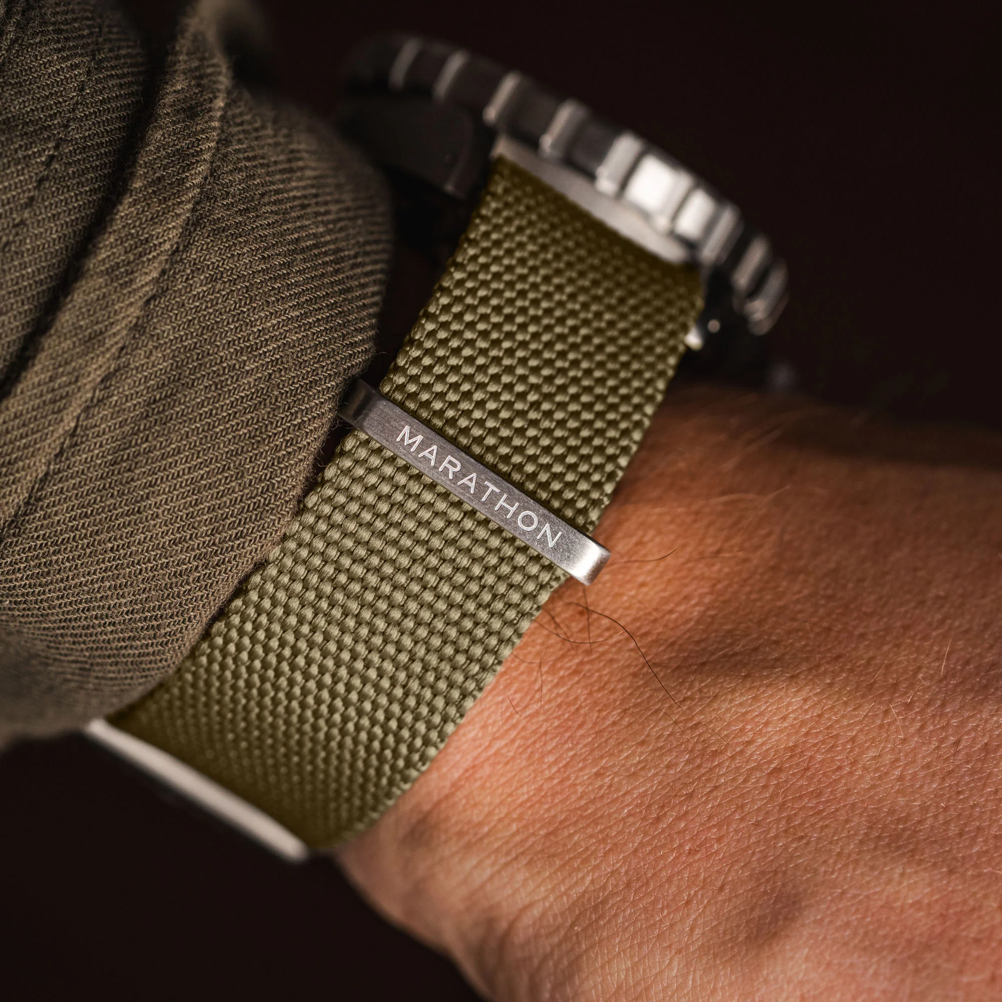 Nylon Canvas DEFSTAN Strap Brushed Steel Hardware, Khaki, 20mm - Image 4