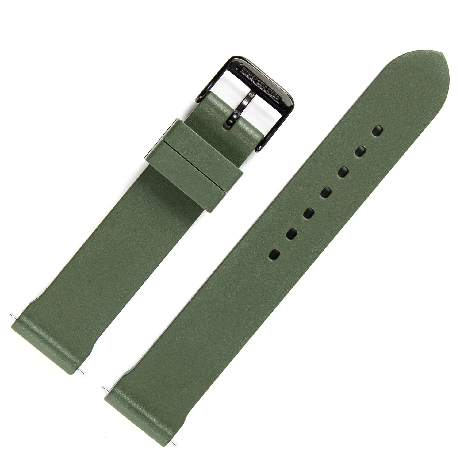 Rubber Dive Strap with Anthracite Hardware, Green, 20mm - Image 4