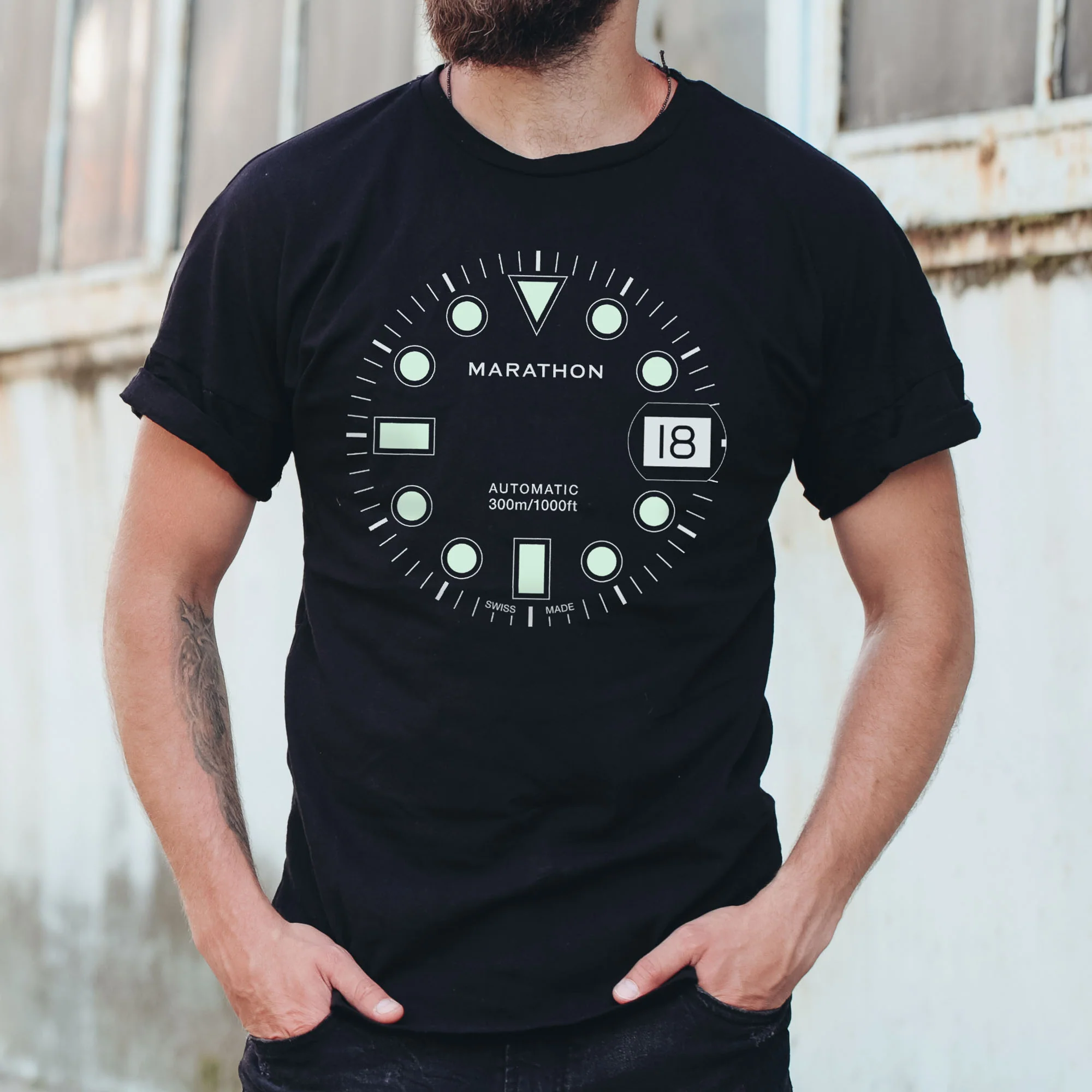 GWP Slim Fit Midnight Black Glow Marathon Watch OSAR-D T-Shirt - Image 4