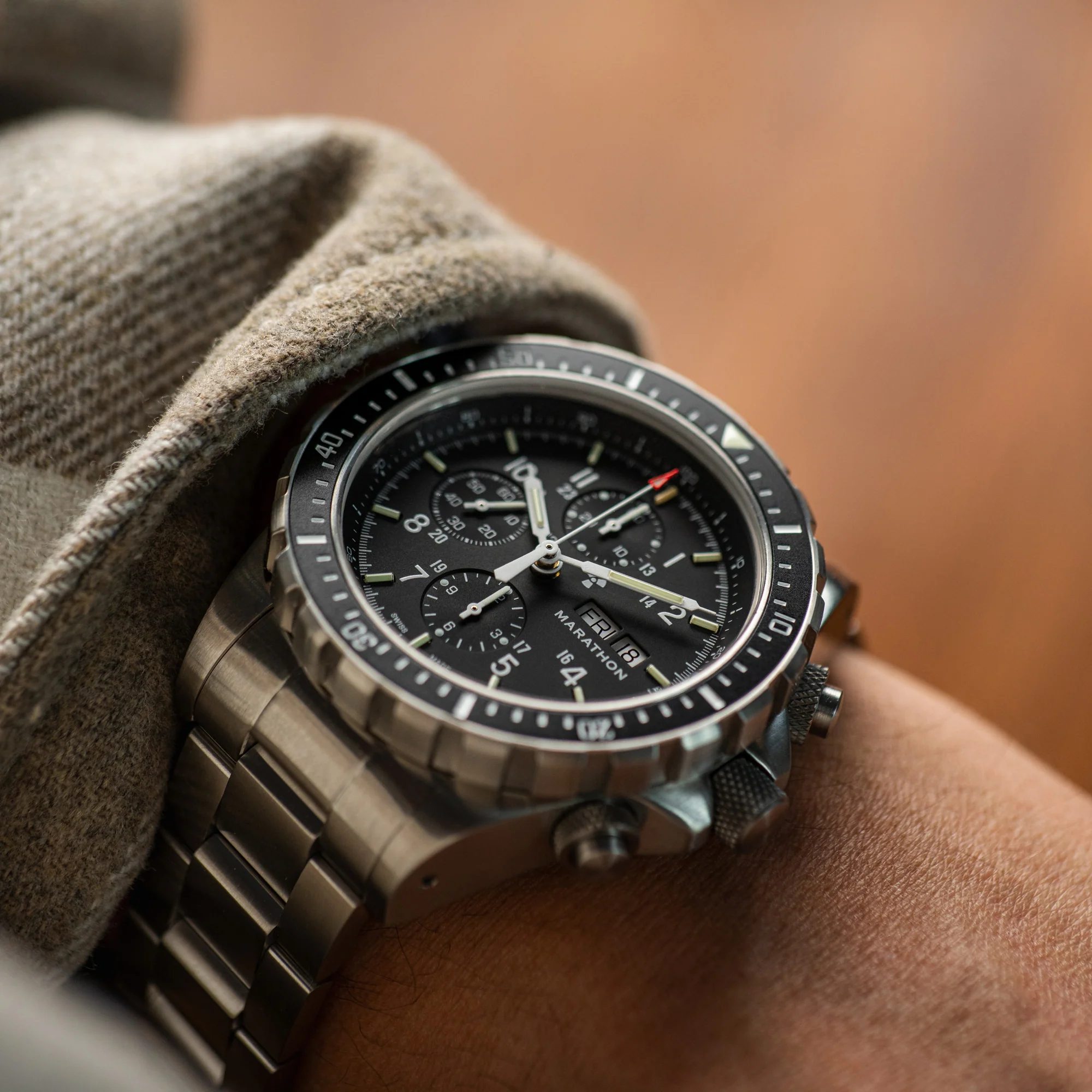 46mm Jumbo Diver/Pilot's Automatic Chronograph (CSAR) with Stainless Steel Bracelet - Image 27