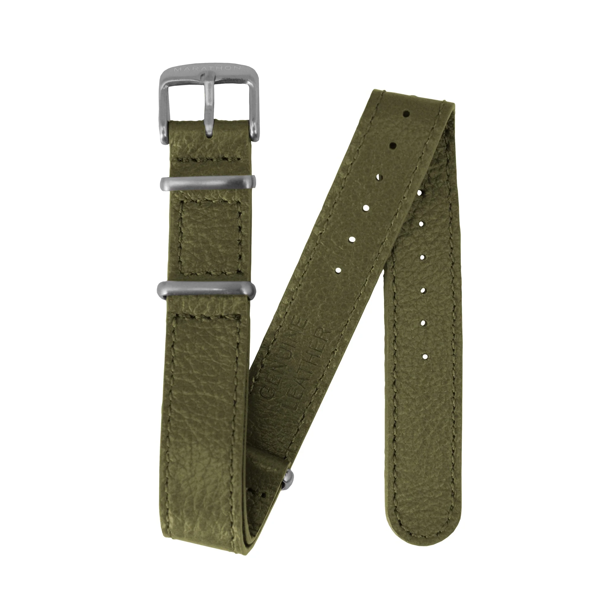 Leather DEFSTAN Strap, Olive Green, 18mm - Image 4